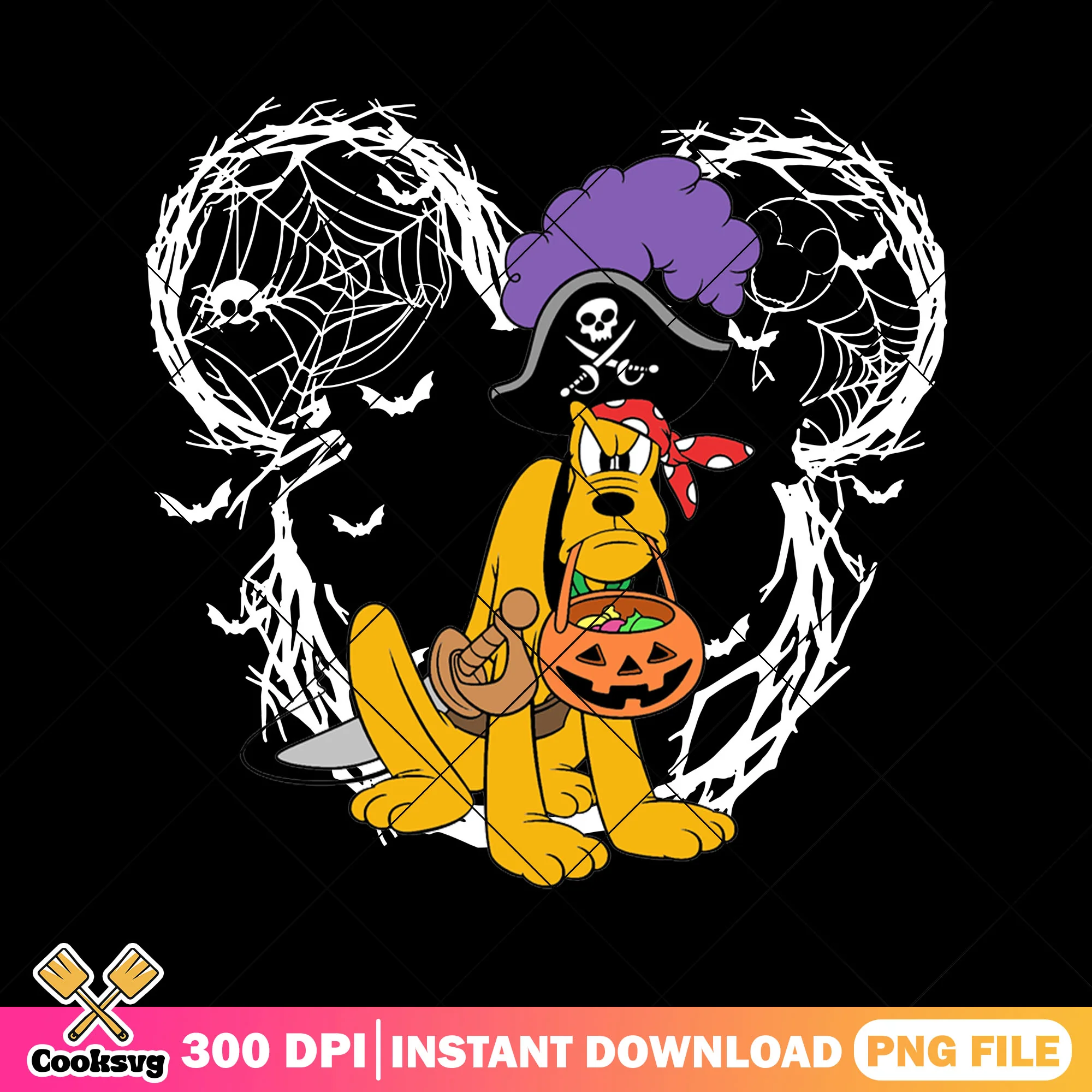 Pluto pirate design png, disney cartoon png, happy halloween png