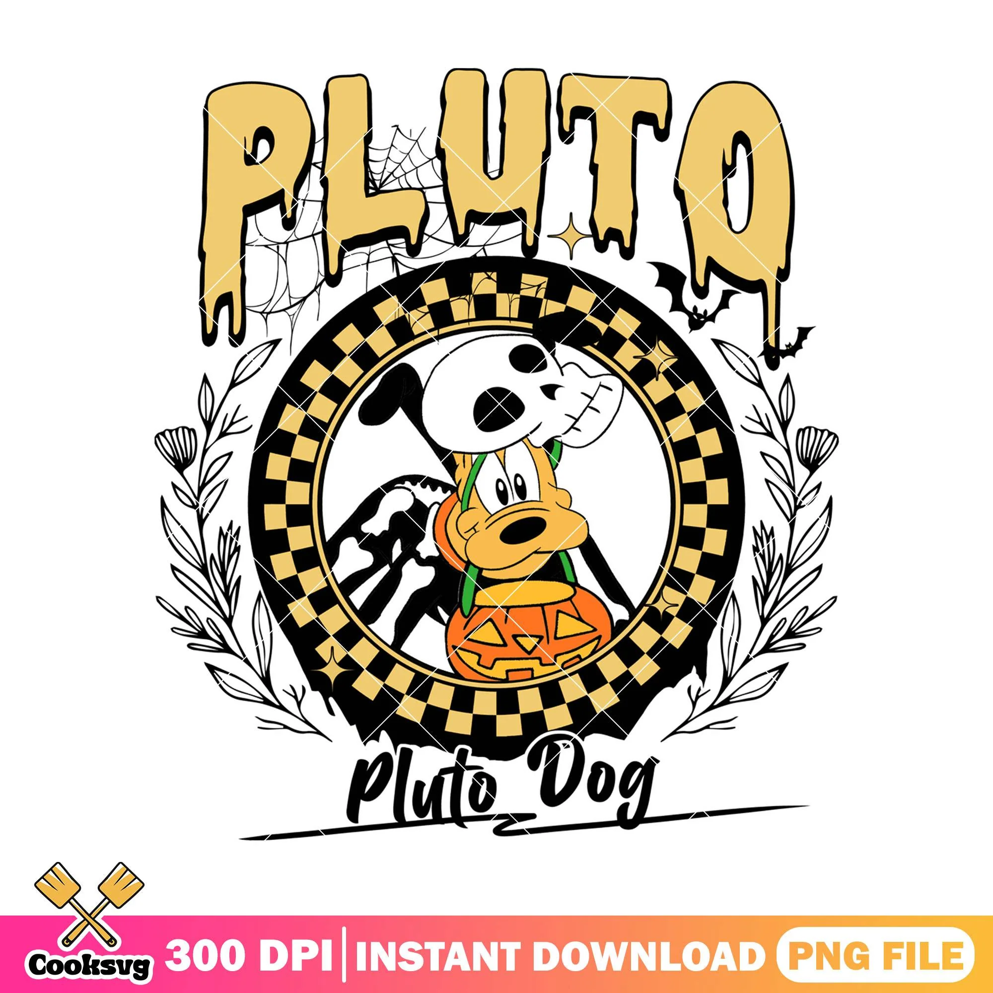 Pluto with skeleton design png, disney pluto png, halloween happy png