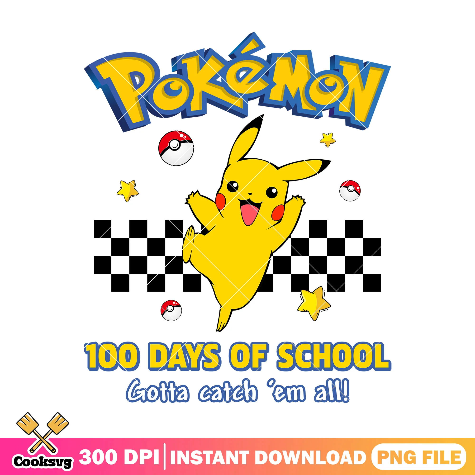 Pokemon 100 days school png, pikachu cute png, back to school art png