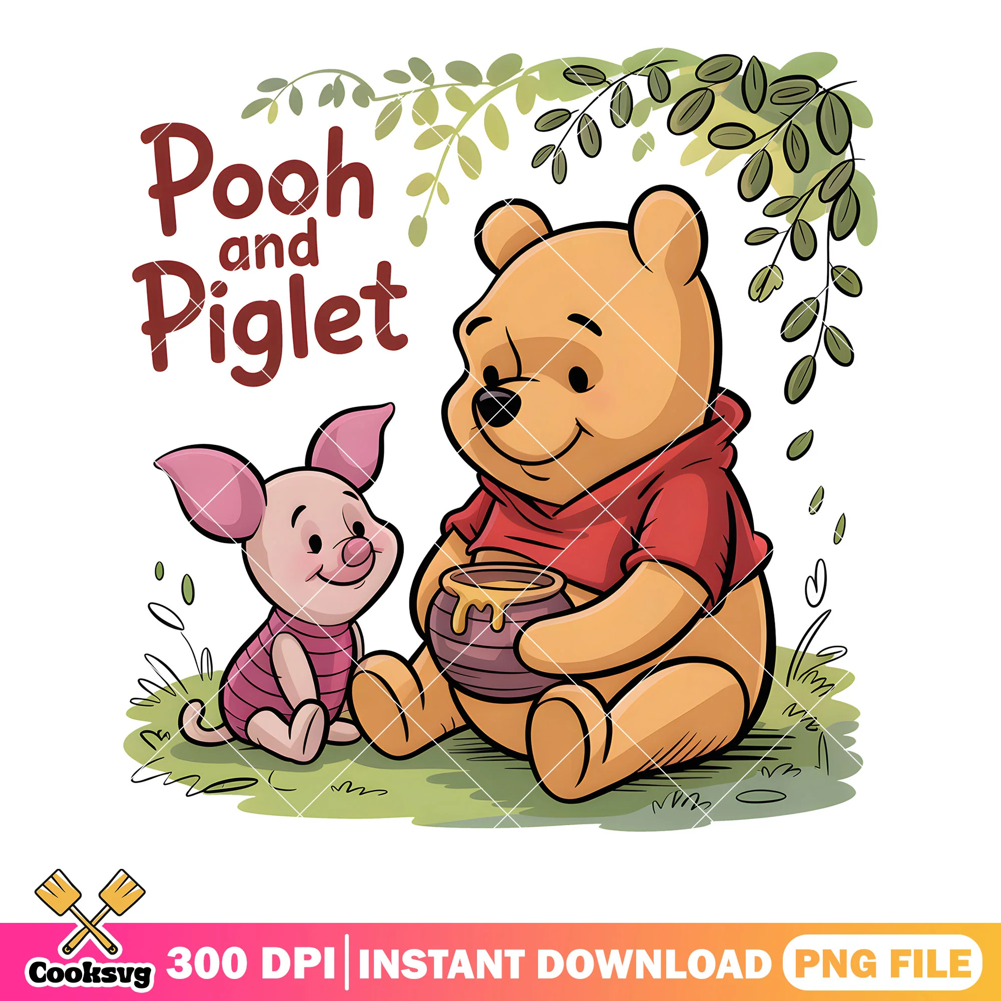 Pooh and piglet honey love png, disney piglet png, winnie the pooh png