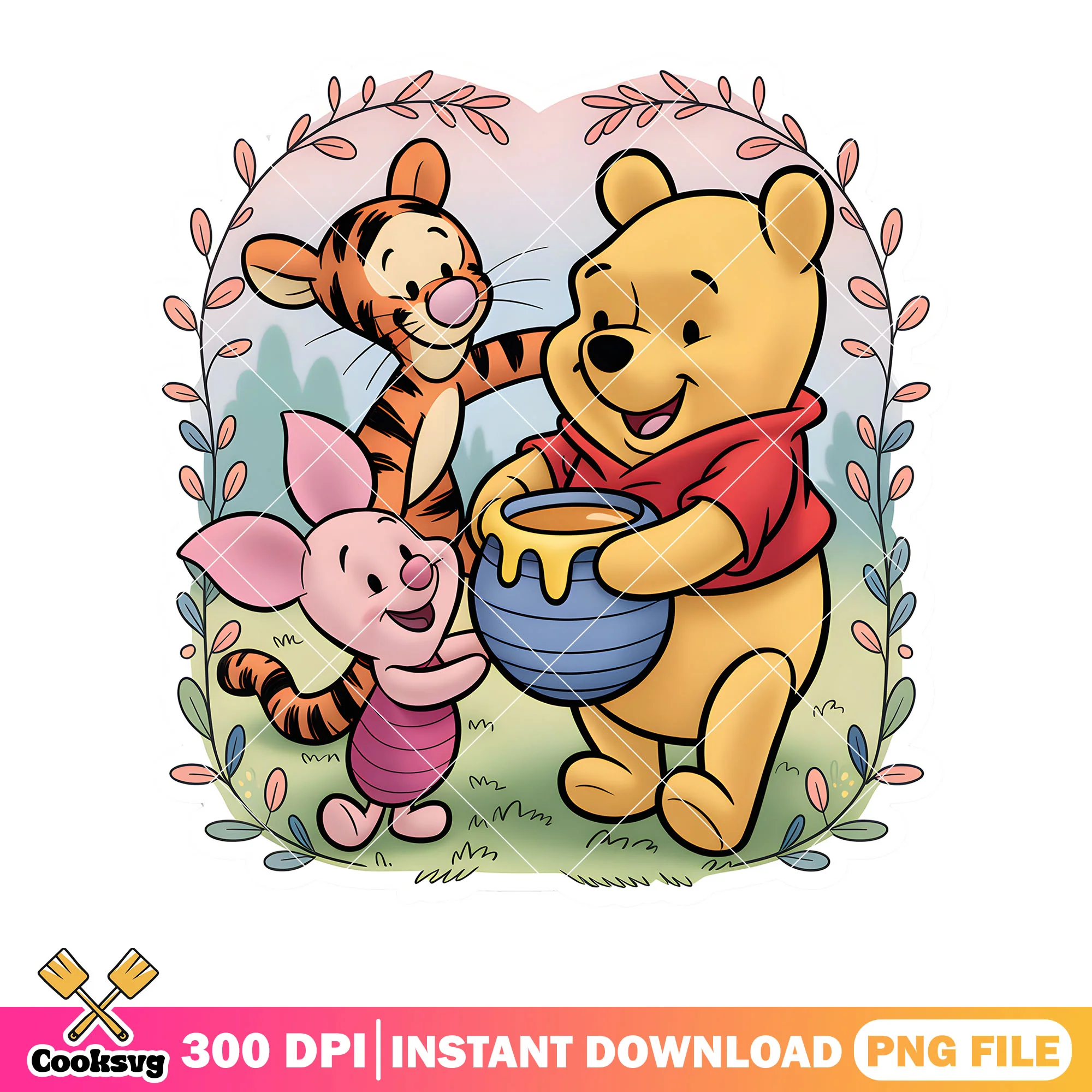 Pooh baby friends look honey png, spring day png, pooh friends png