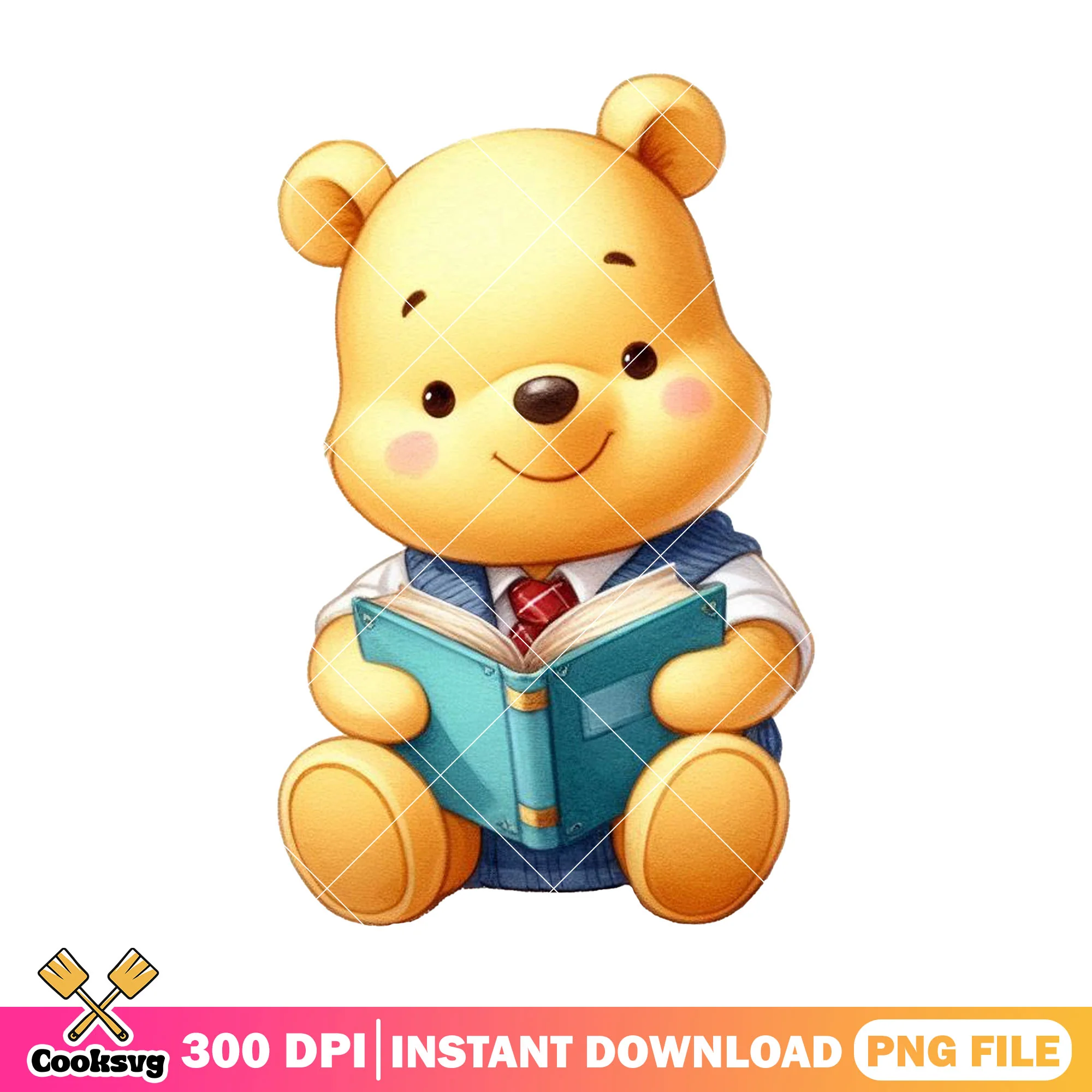 Pooh bear reading png, when is back to school png, pooh sitting png