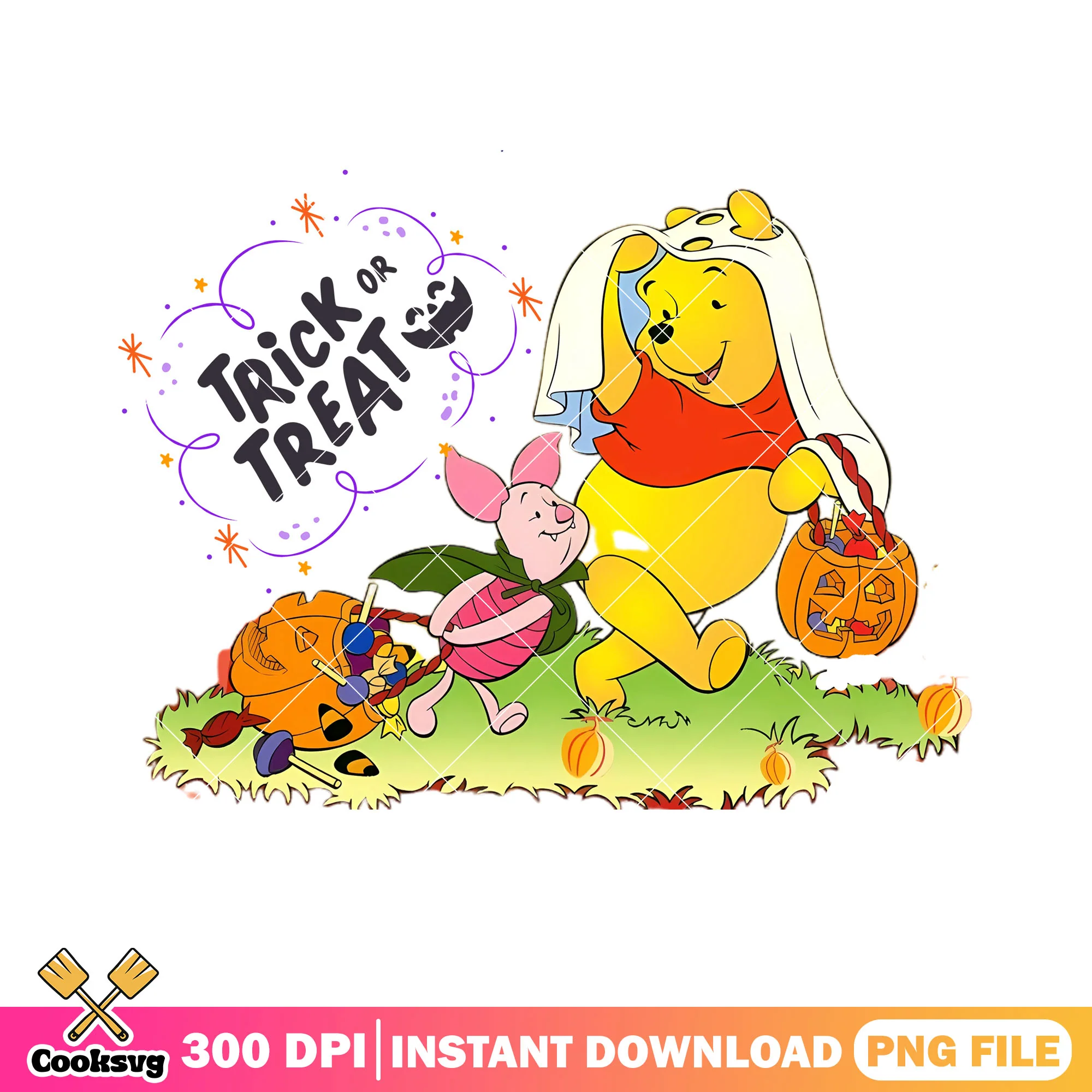 Pooh best friend png, disney halloween png, trick or treat png