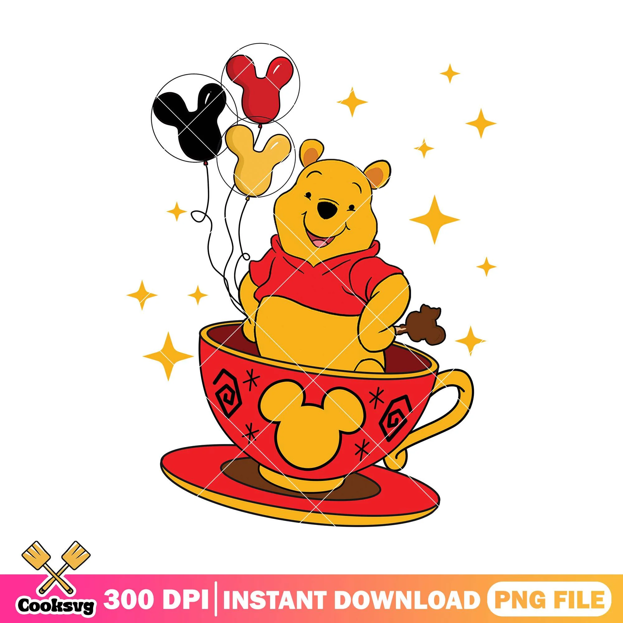 Pooh cup of tea png, winnie the pooh png, disney drinks png