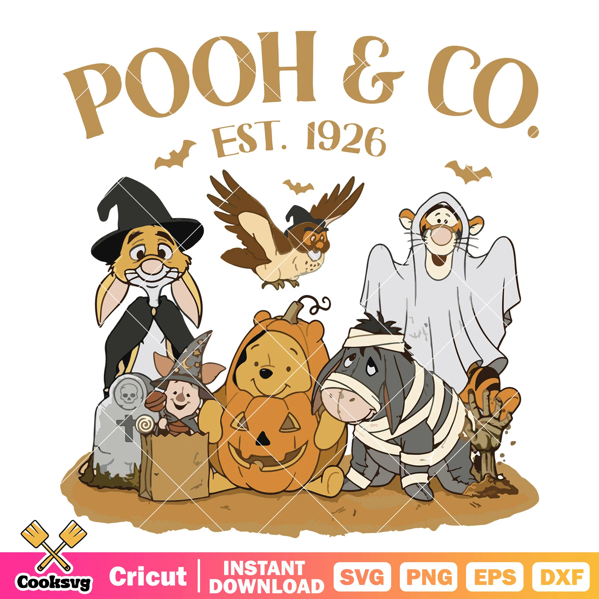 Pooh halloween co est 1926 svg, pooh pumpkin svg, winnie the pooh svg
