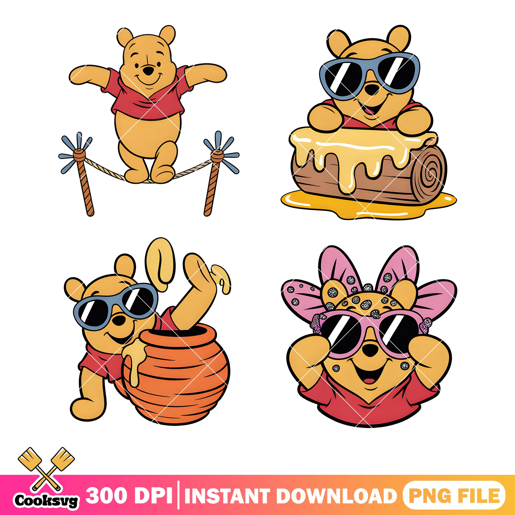 Pooh honey vibes poster png, pooh bear png, pooh poster png