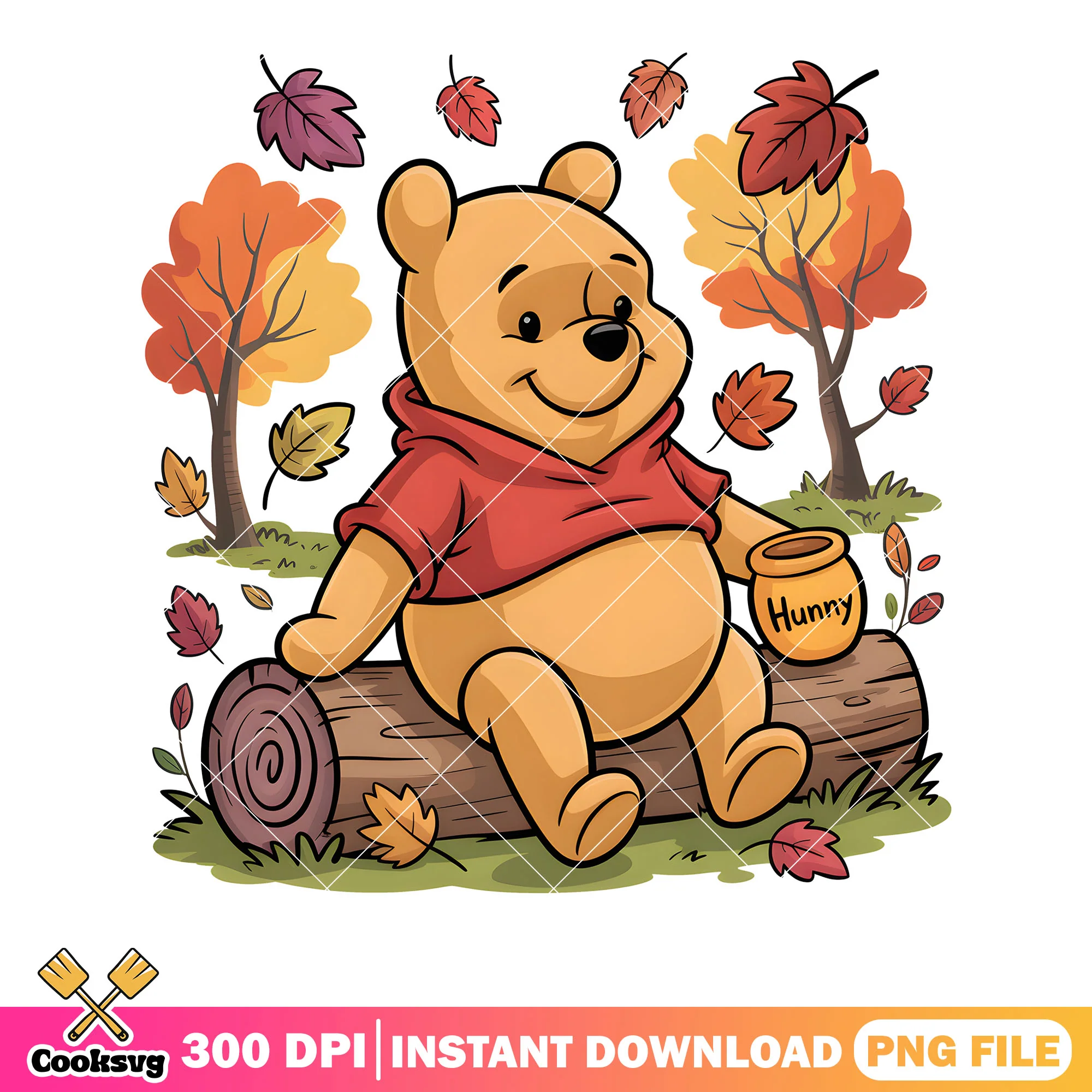 Pooh love autumn hunny png, disney pooh png, pooh friends png