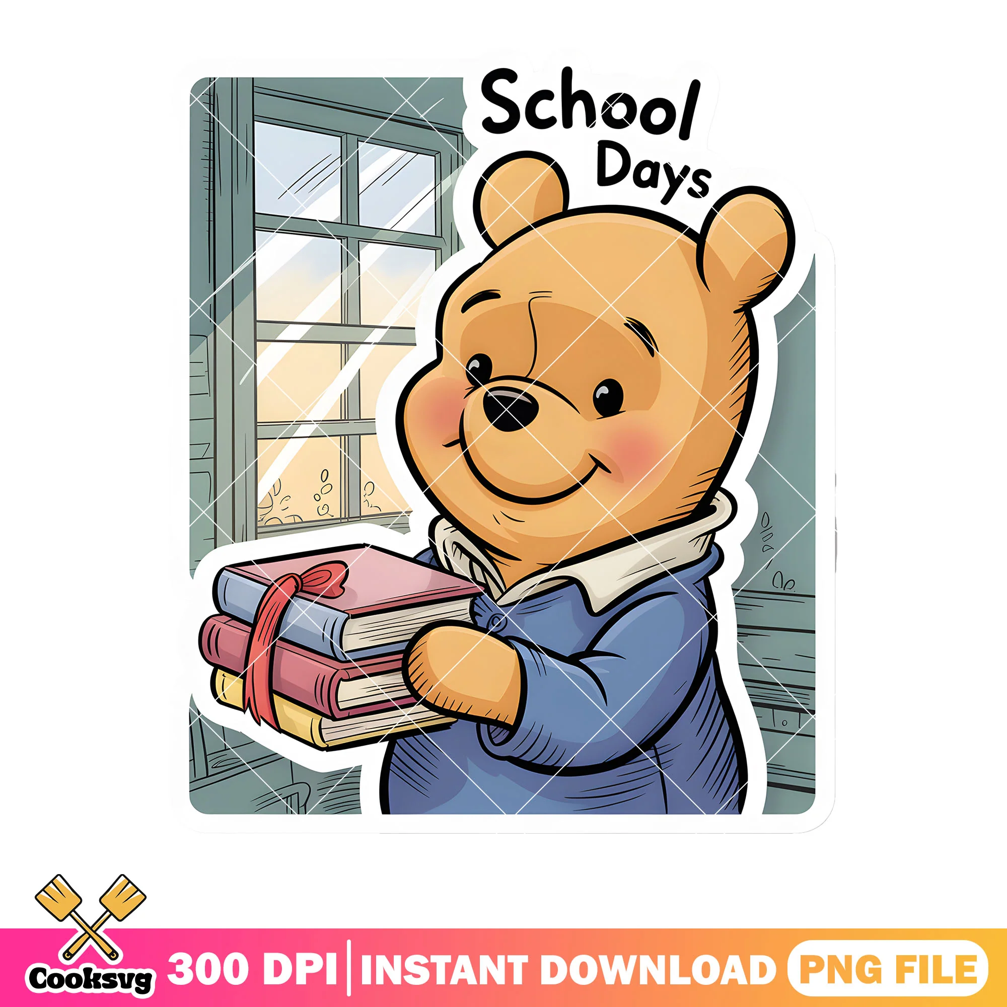 Pooh school days png, 100 days of school png, pooh poster png