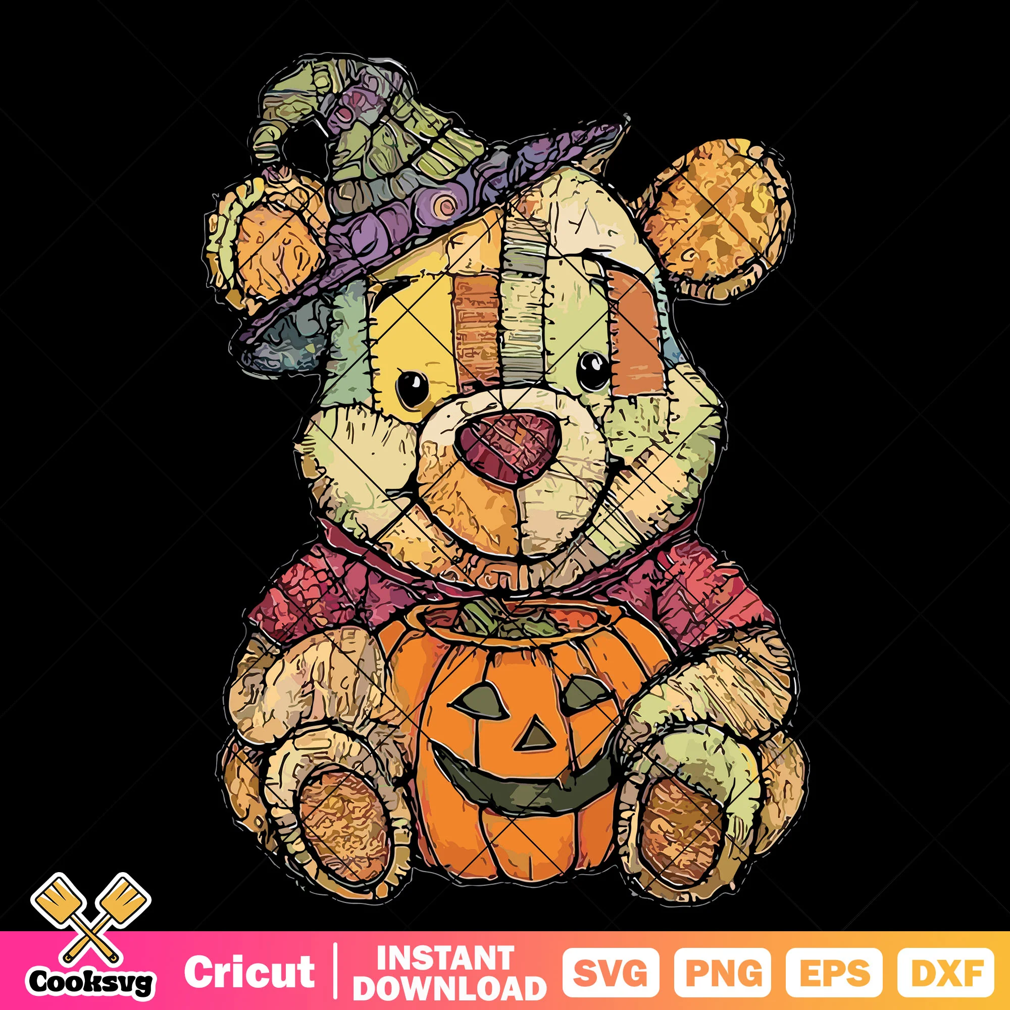 Pooh spooky pumpkin svg, pumpkin pooh svg, winnie the pooh svg