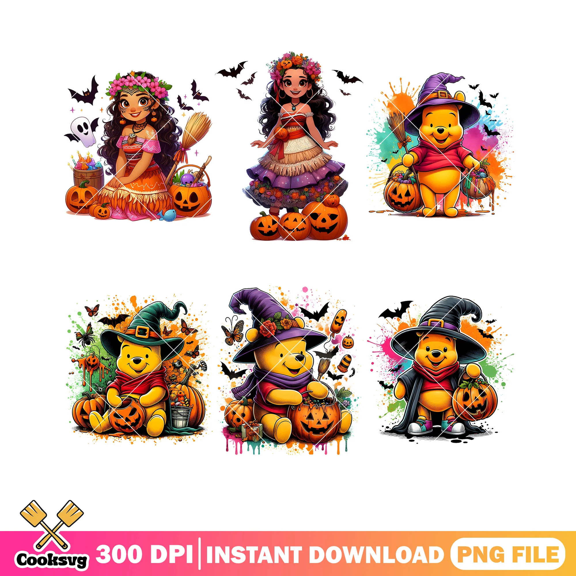 Pooh the winnie and png bundle, jack o lantern png, witches hat png