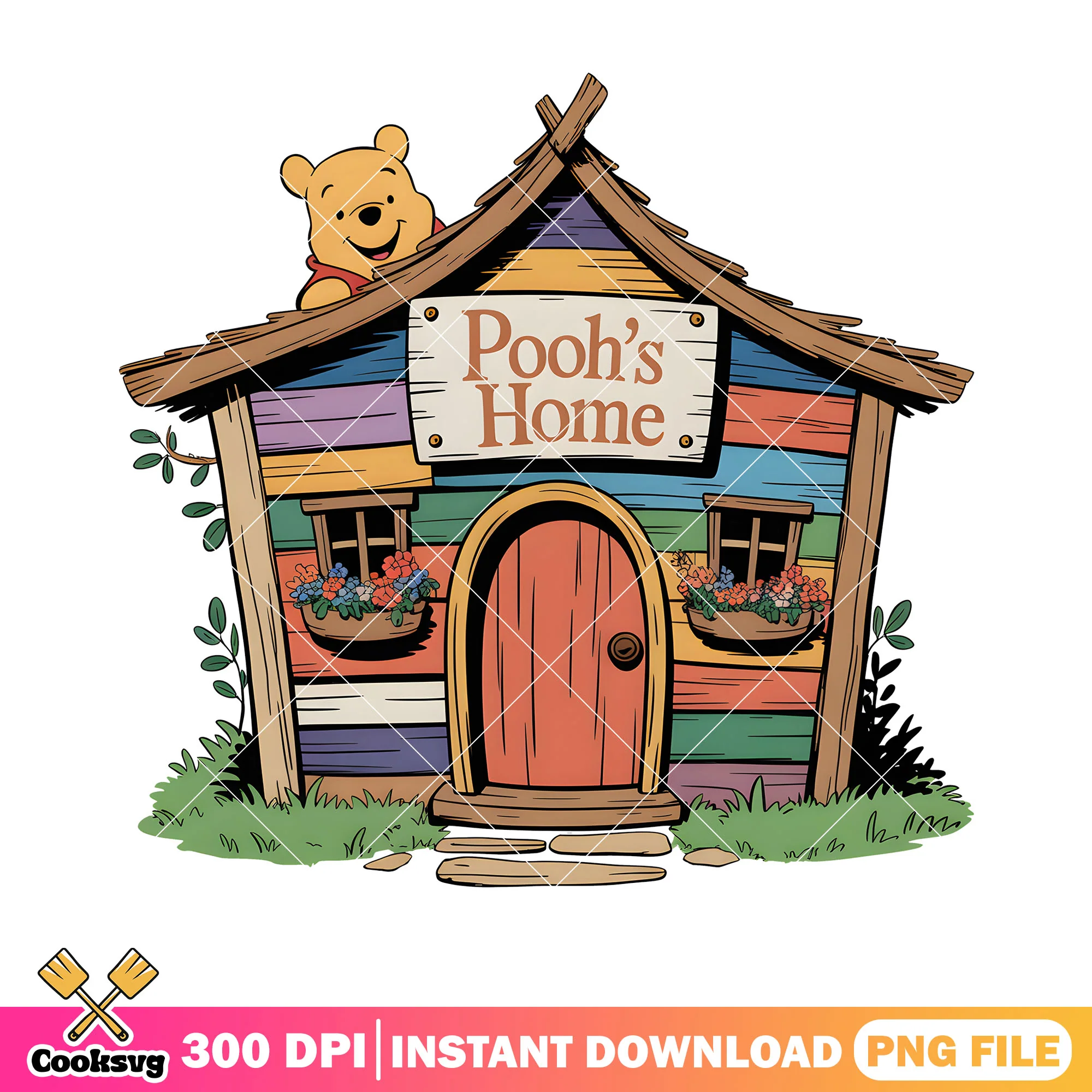 Pooh vibes home school png, classic pooh png, winnie the pooh png