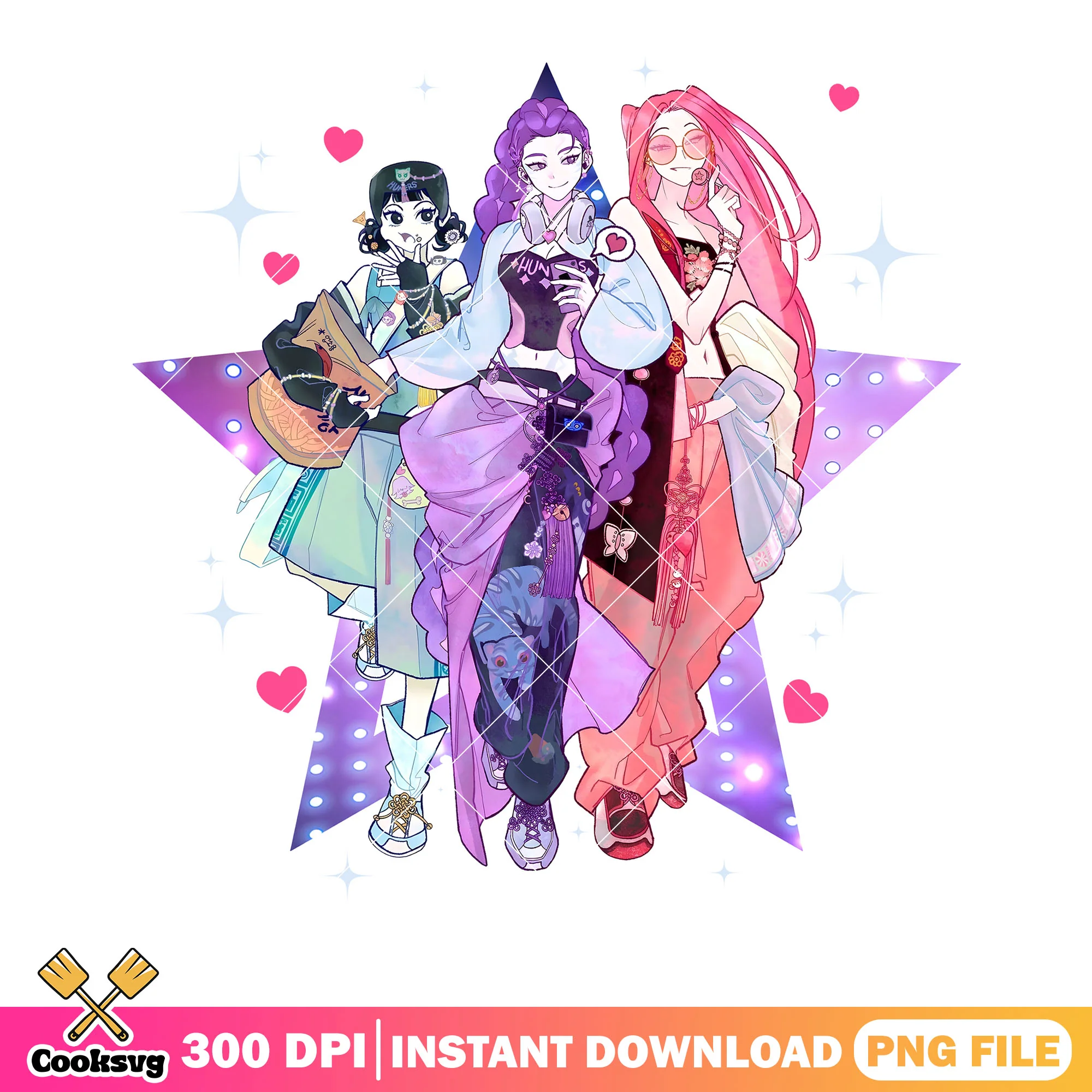 Pop star kpop hunters png, huntrix netflix png, huntrix girl png