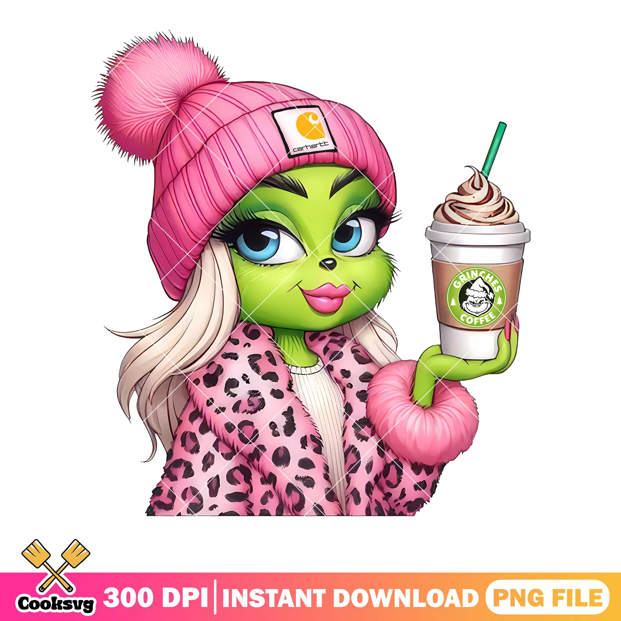 Positive energy grinch girl png, christmas cards png, the grinch png