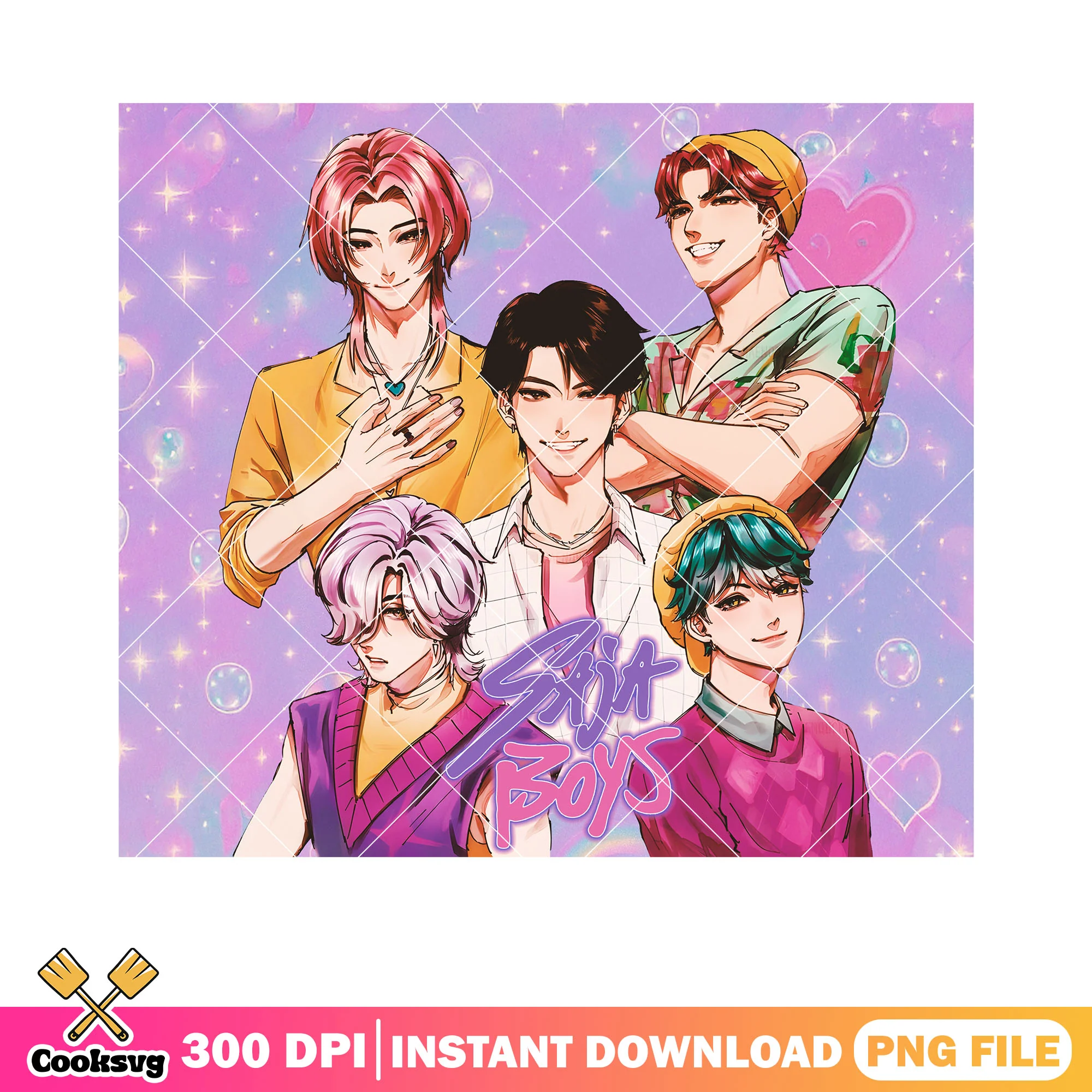 Poster anime saja pose anime png, bubbles saja png, anime boy kpop png