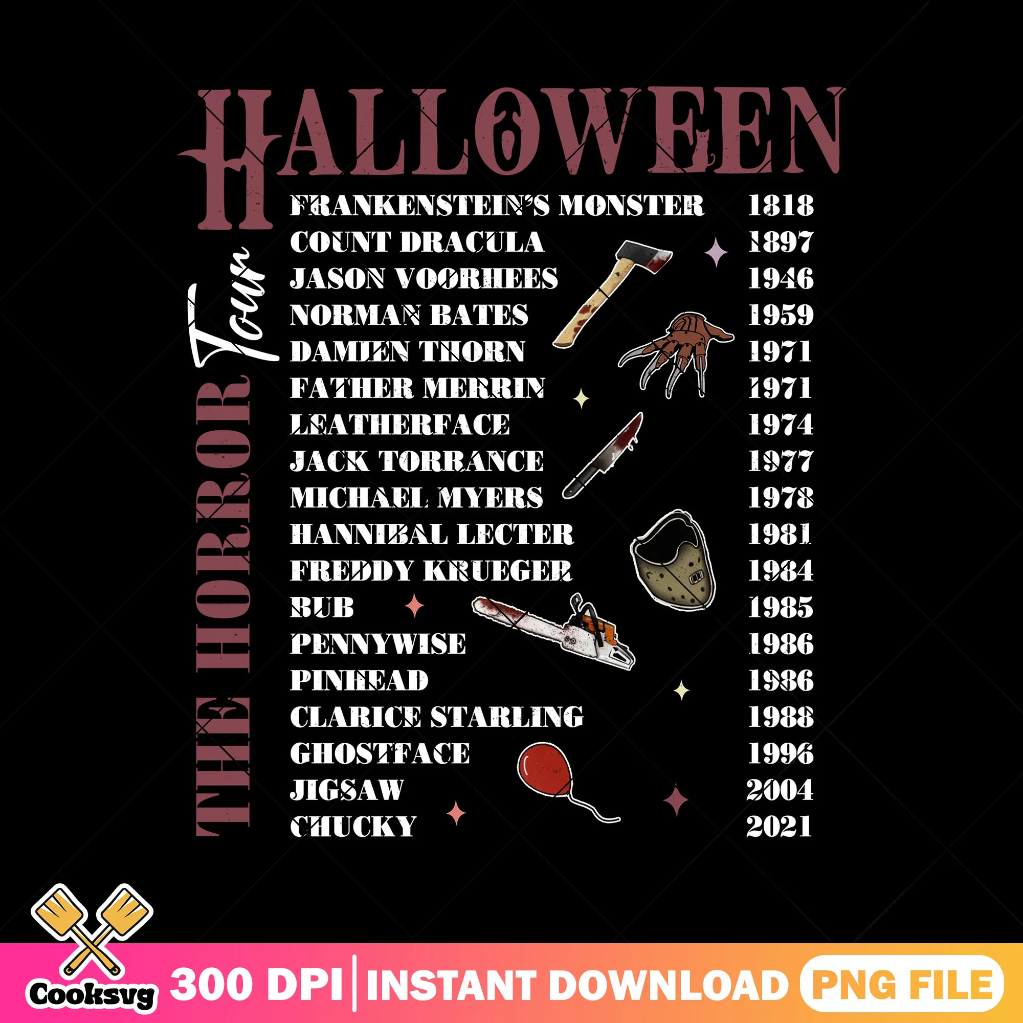 Poster horror tour png, halloween day png, halloween art png
