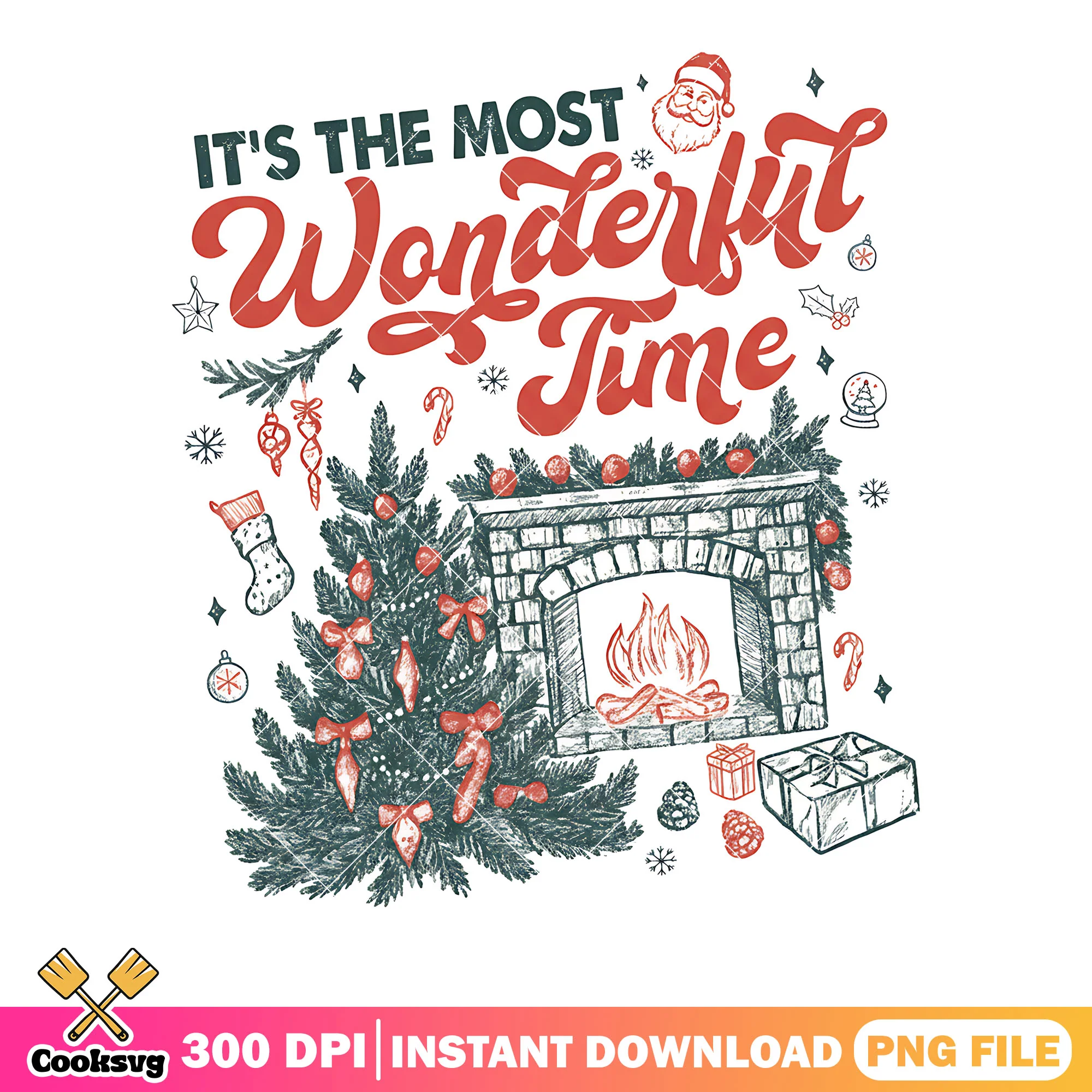 Poster noel feeling png, merry christmas png, santa claus png