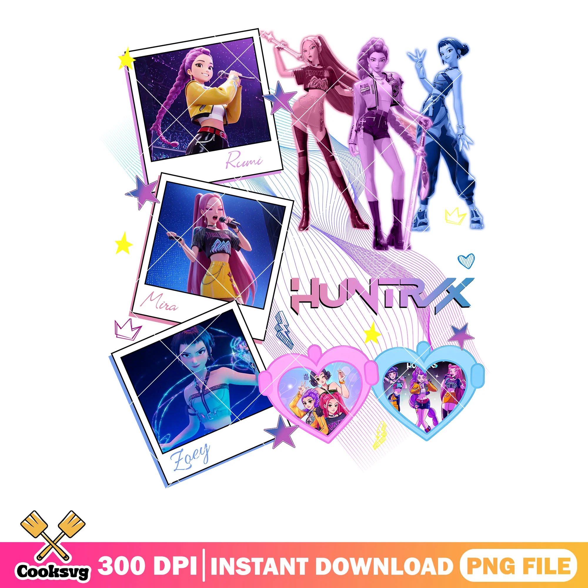 Poster picture girls sticker png, girls sing card png, anime girls png