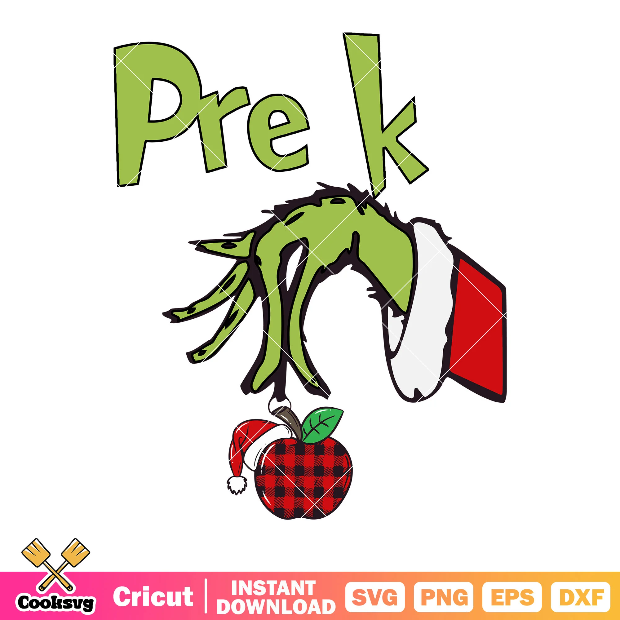 Pre k caro apples svg, grinch hand svg, santa claus costume svg