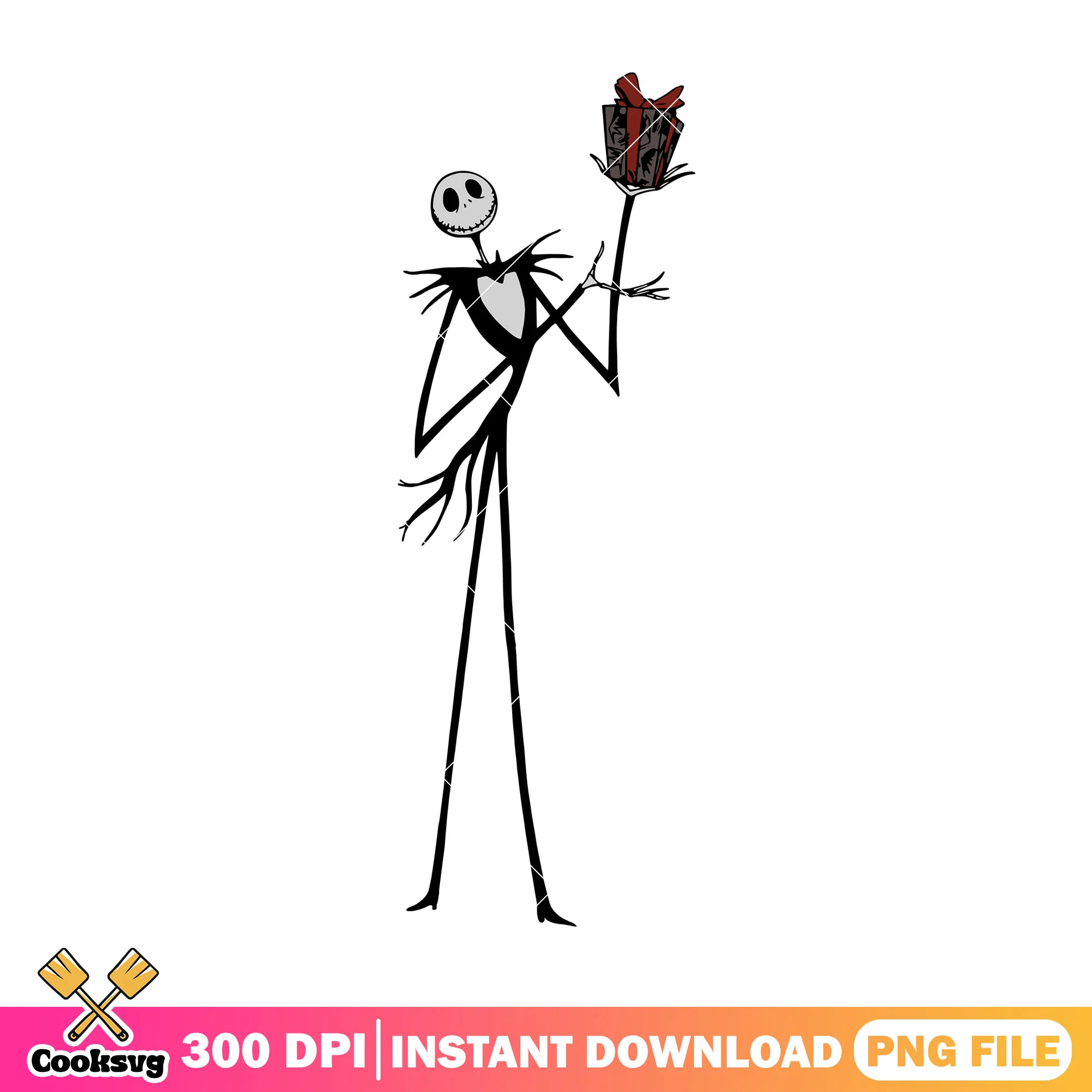 Present with jack design png, happy halloween png, disney art png
