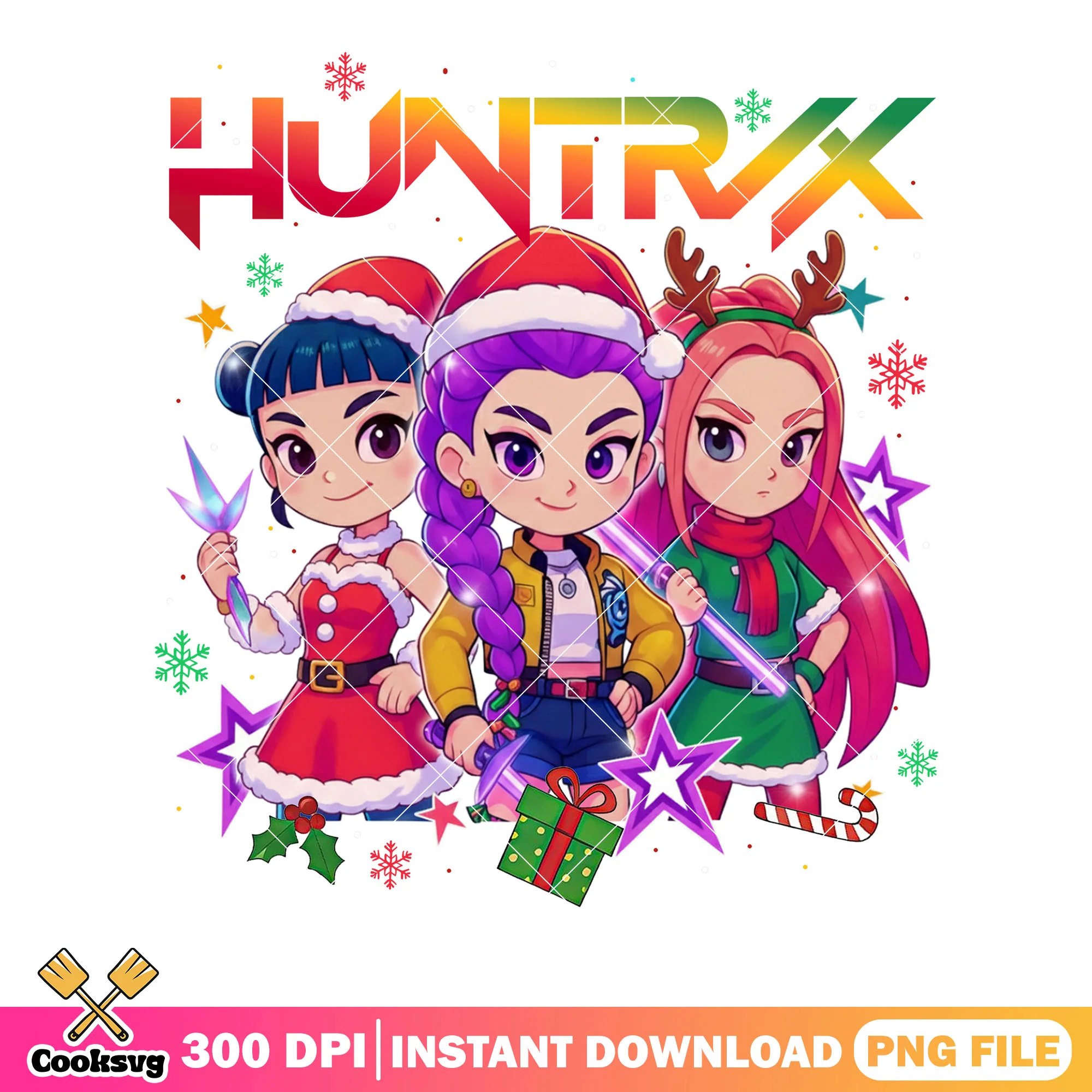 Presents Christmas huntrix png, mira huntrix png, zoey huntrix png