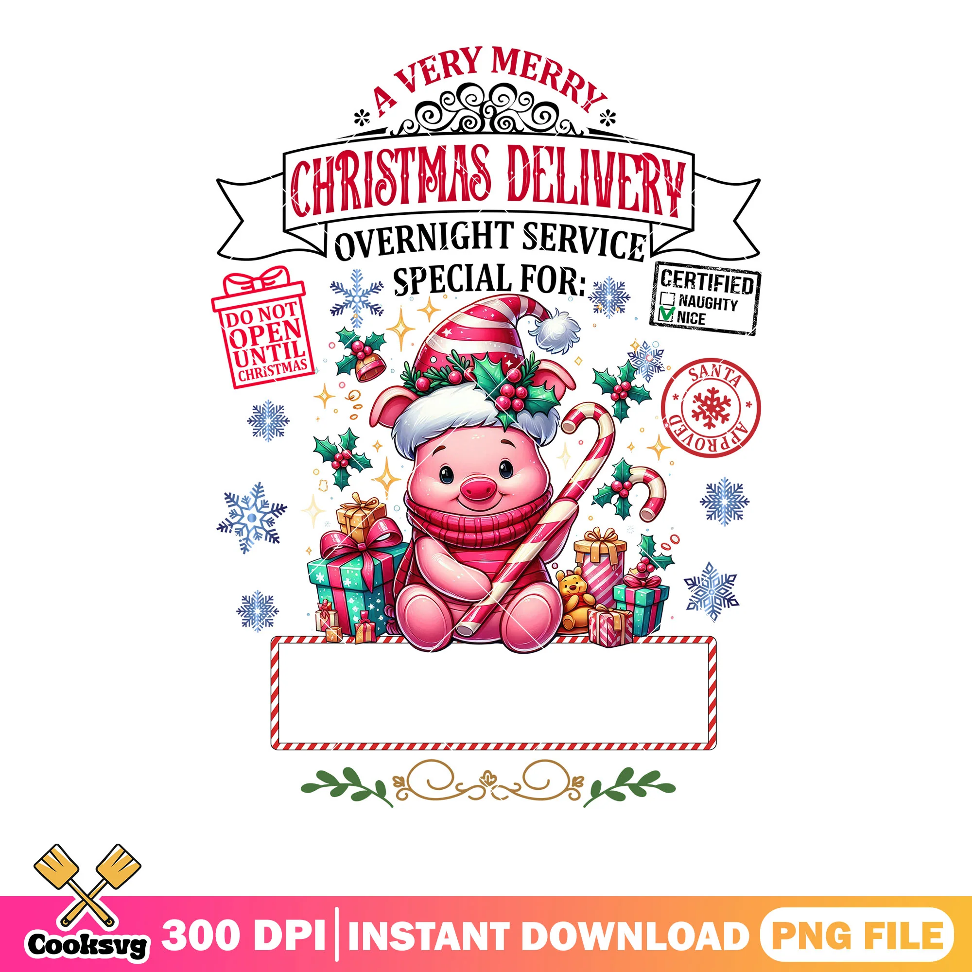 Presnet of christmas png, christmas delivery png, winnie the pooh png