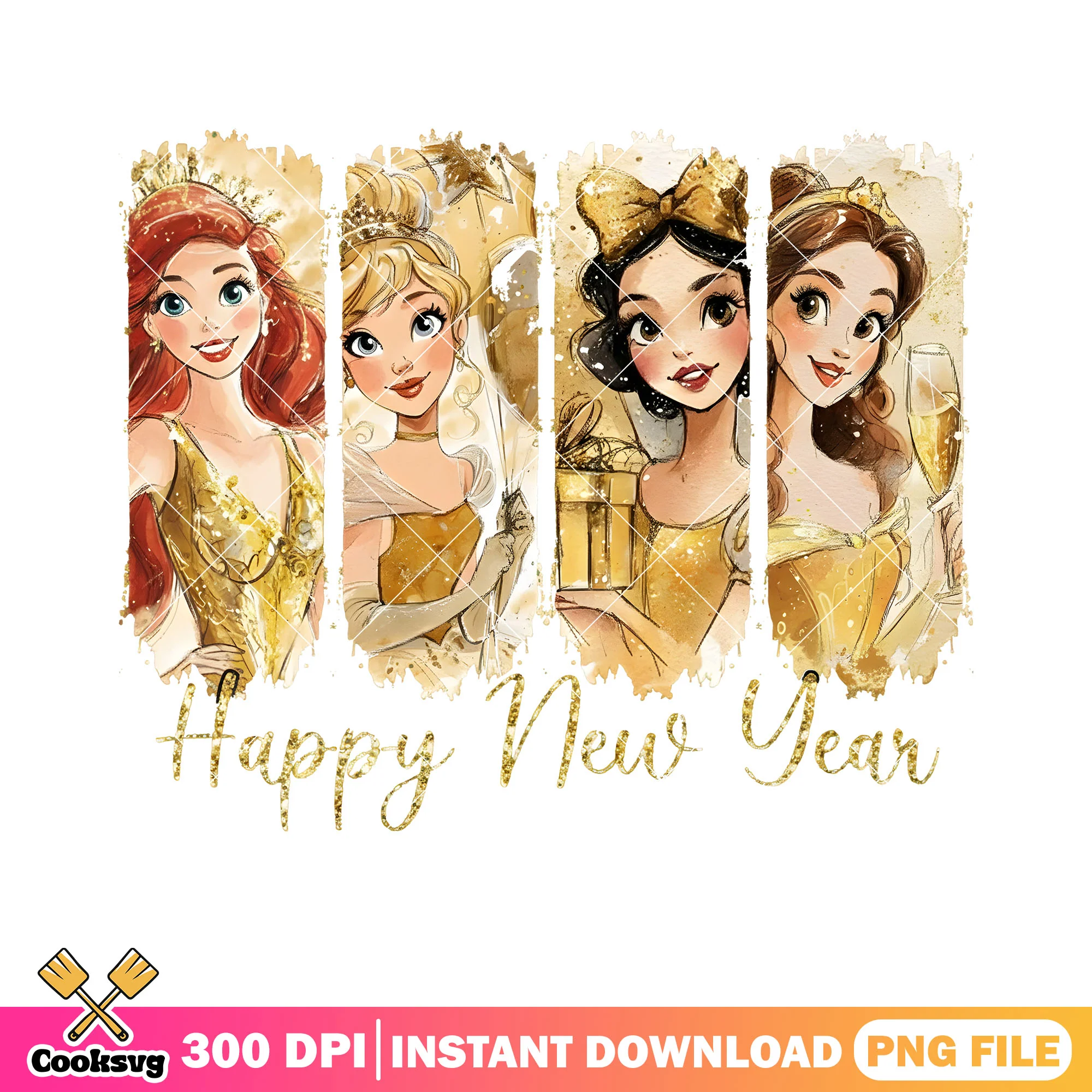 Princess disney new year png, new year 2026 png, happy new year png