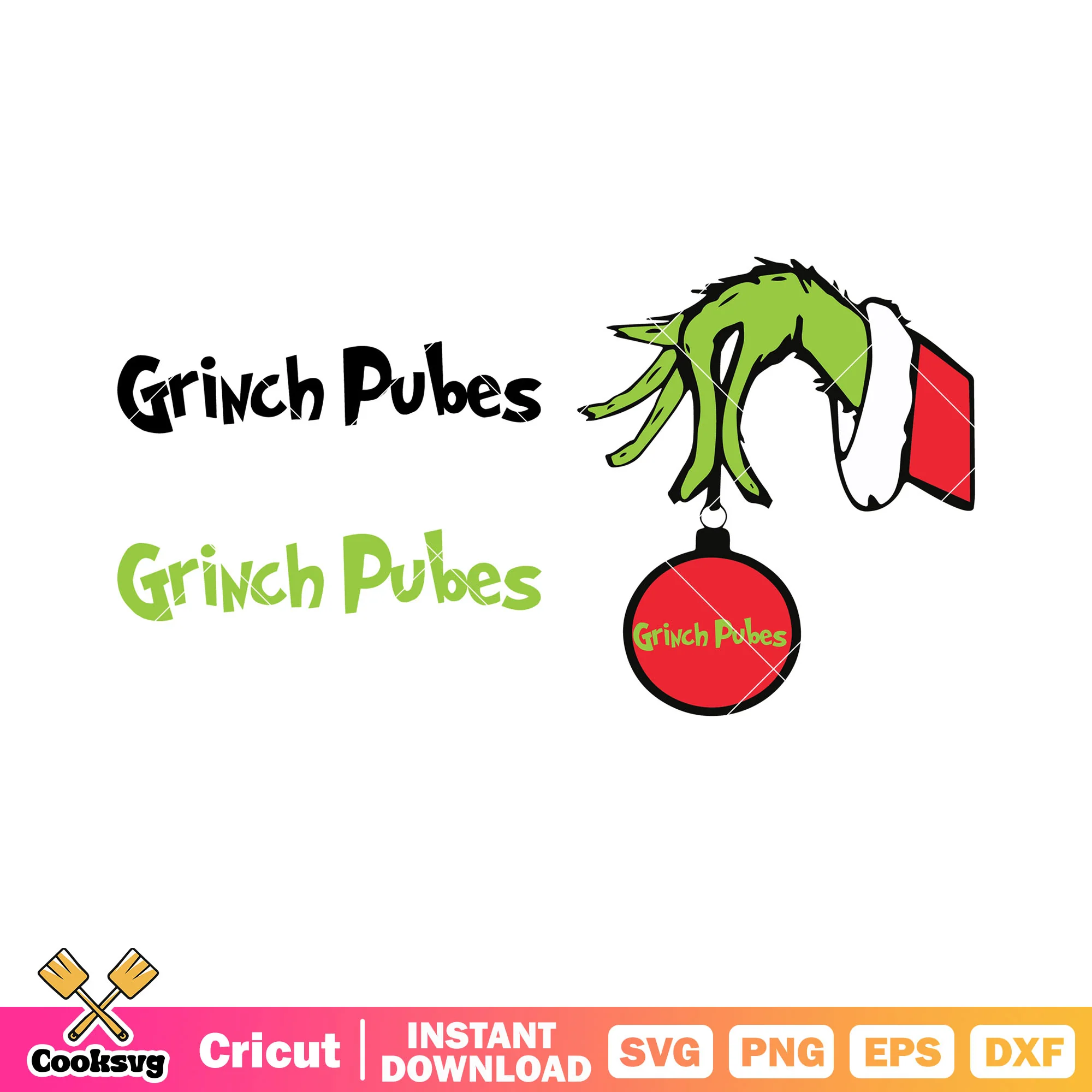 Pubes grinch svg, red santa claus costume svg, red ball svg