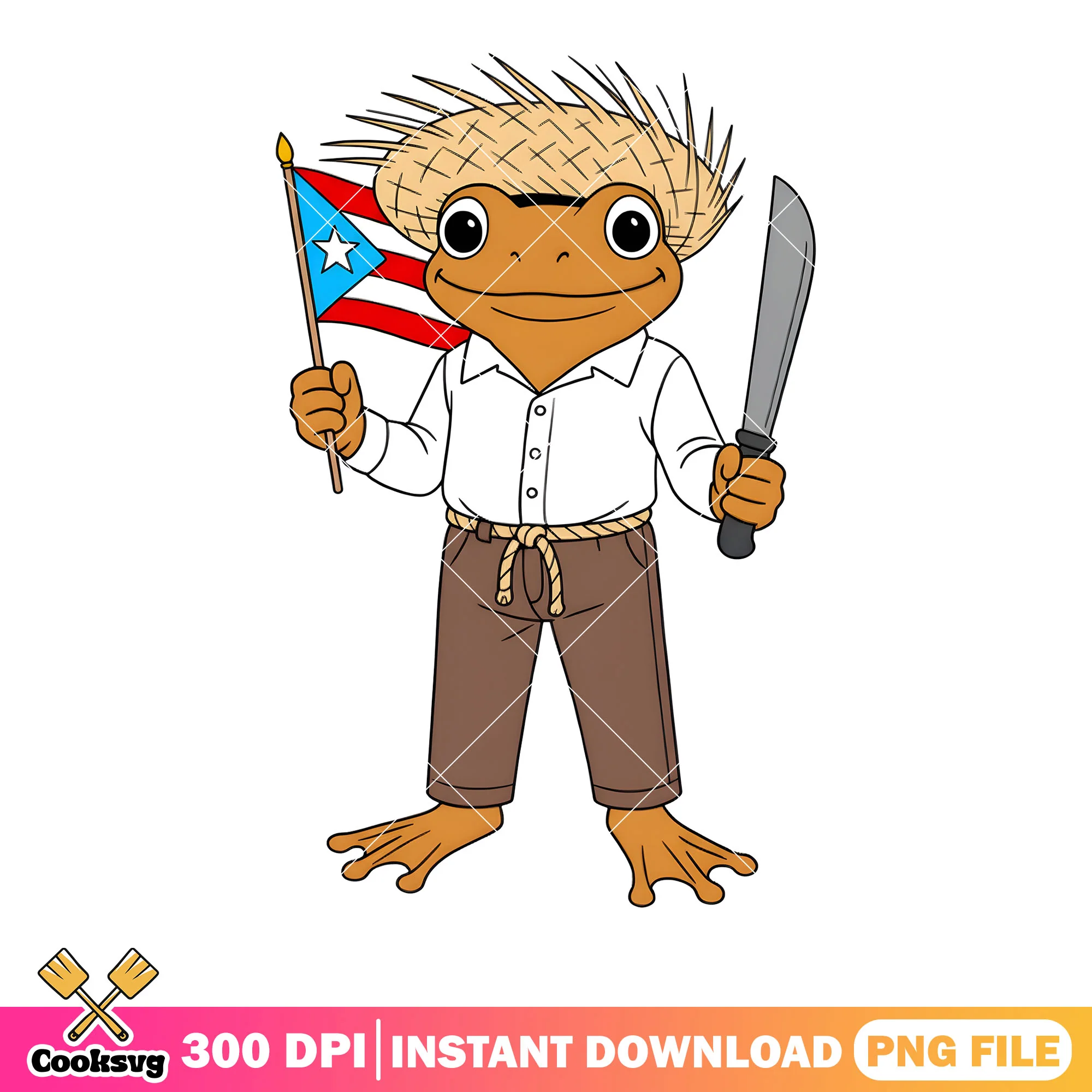 Puerto rico flag and knife png, coqui frog png, proud boricua png