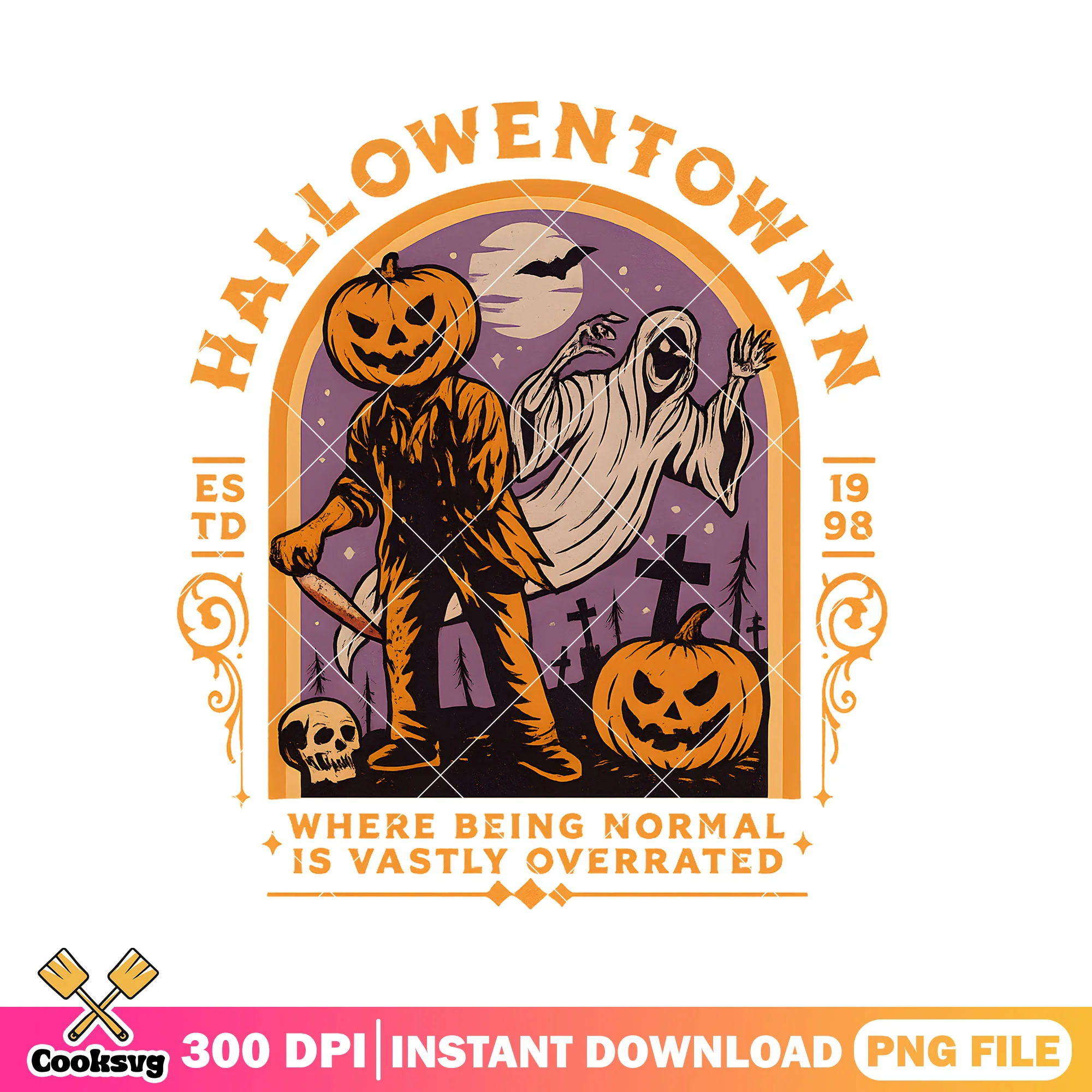 Pumpkin halloweentown png, halloween quote png, pumpkin ghost png