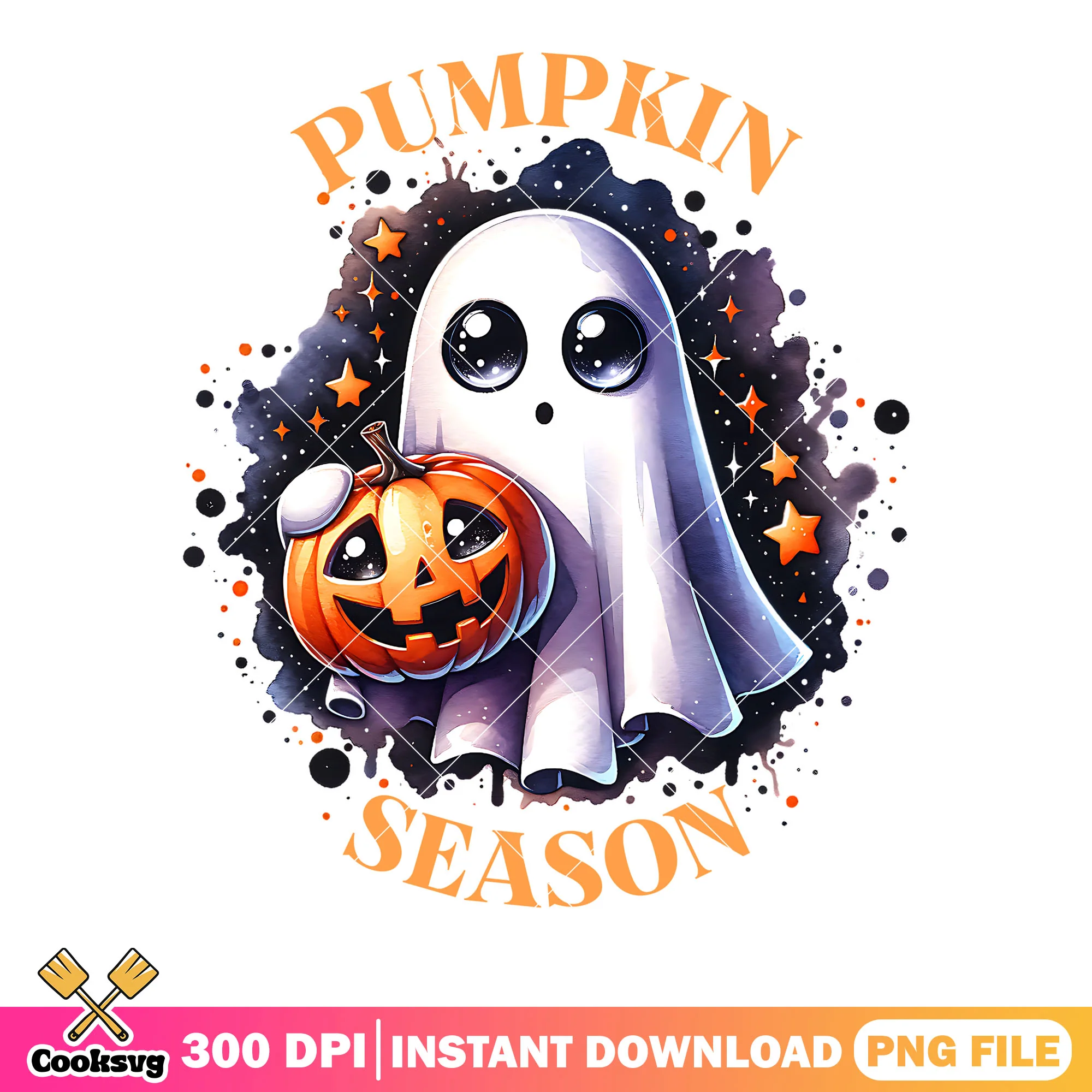 Pumpkin season png, ghost costume png, halloween scary png