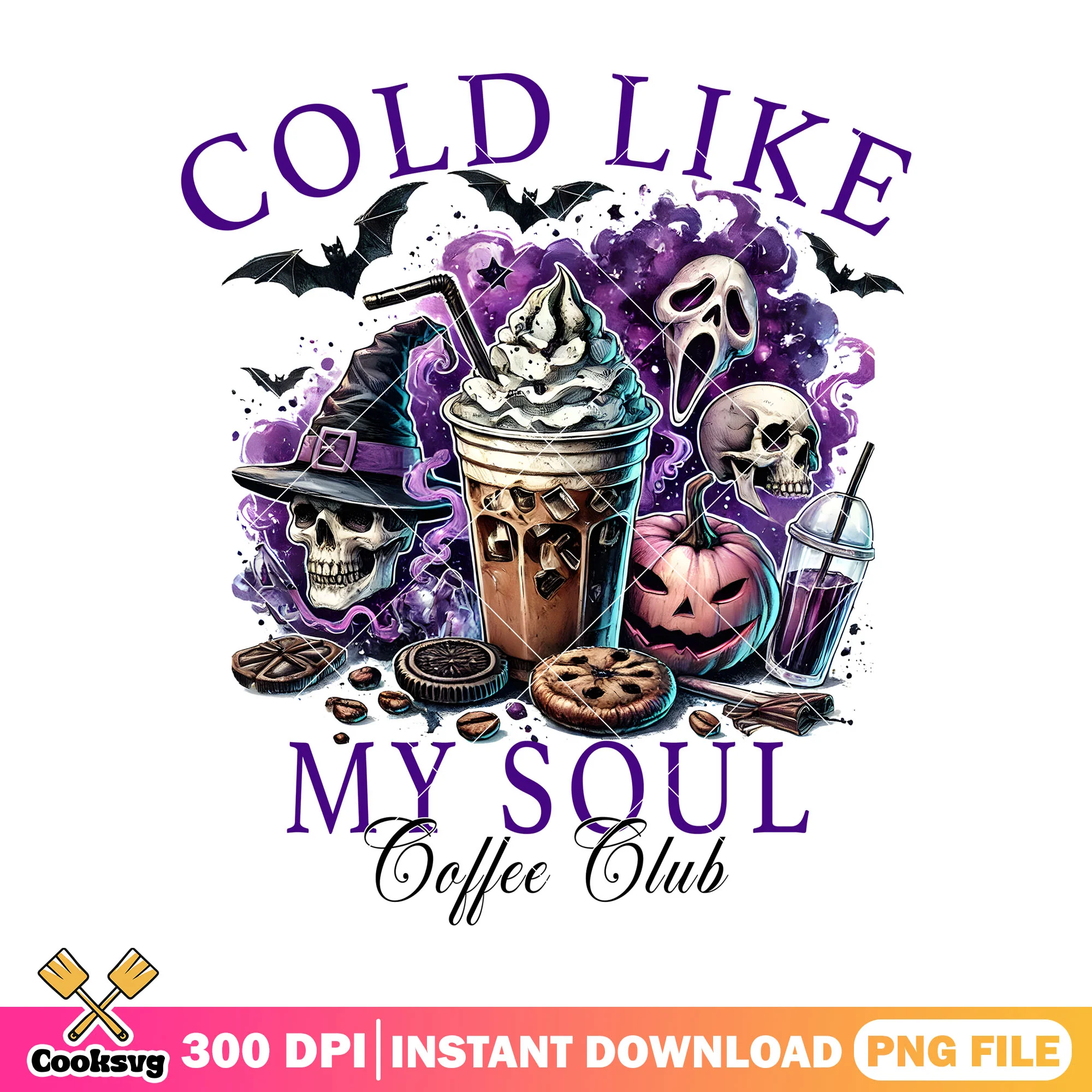 Purple cold like my soul horror png, halloween decor png, horror png
