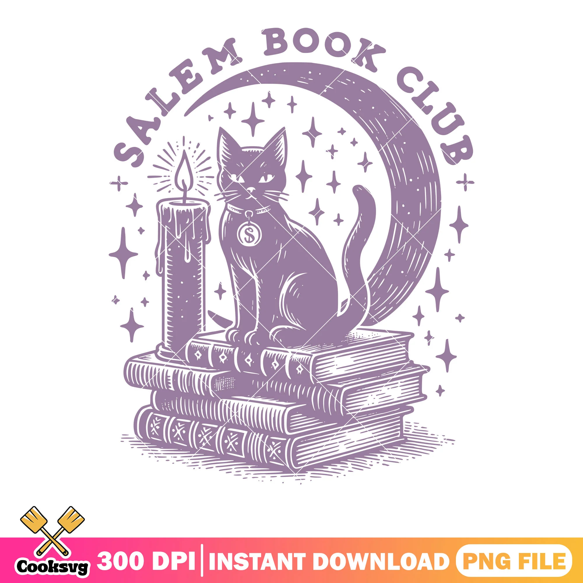 Purple ink stary night png, black cat png, witch halloween png