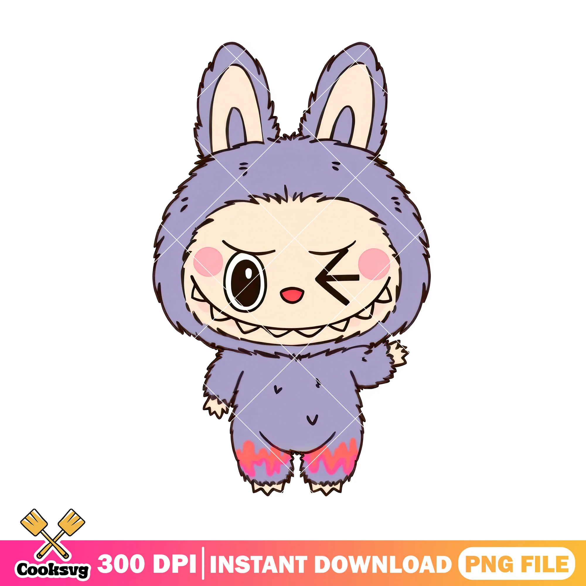 Purple labubu cute png, labubu standing png, labubu art png