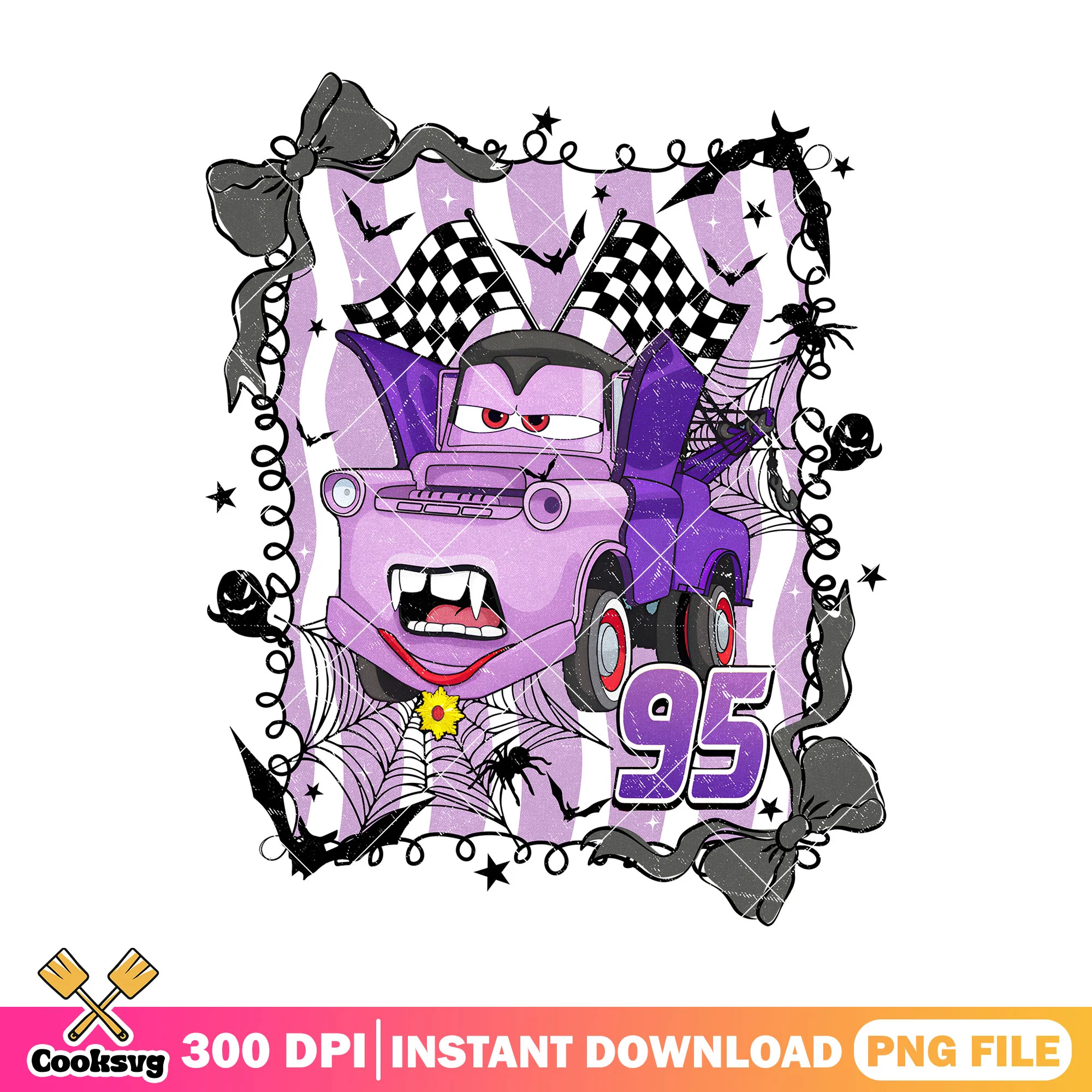 Purple mater halloween png, disney cartoon png, halloween cartoon png