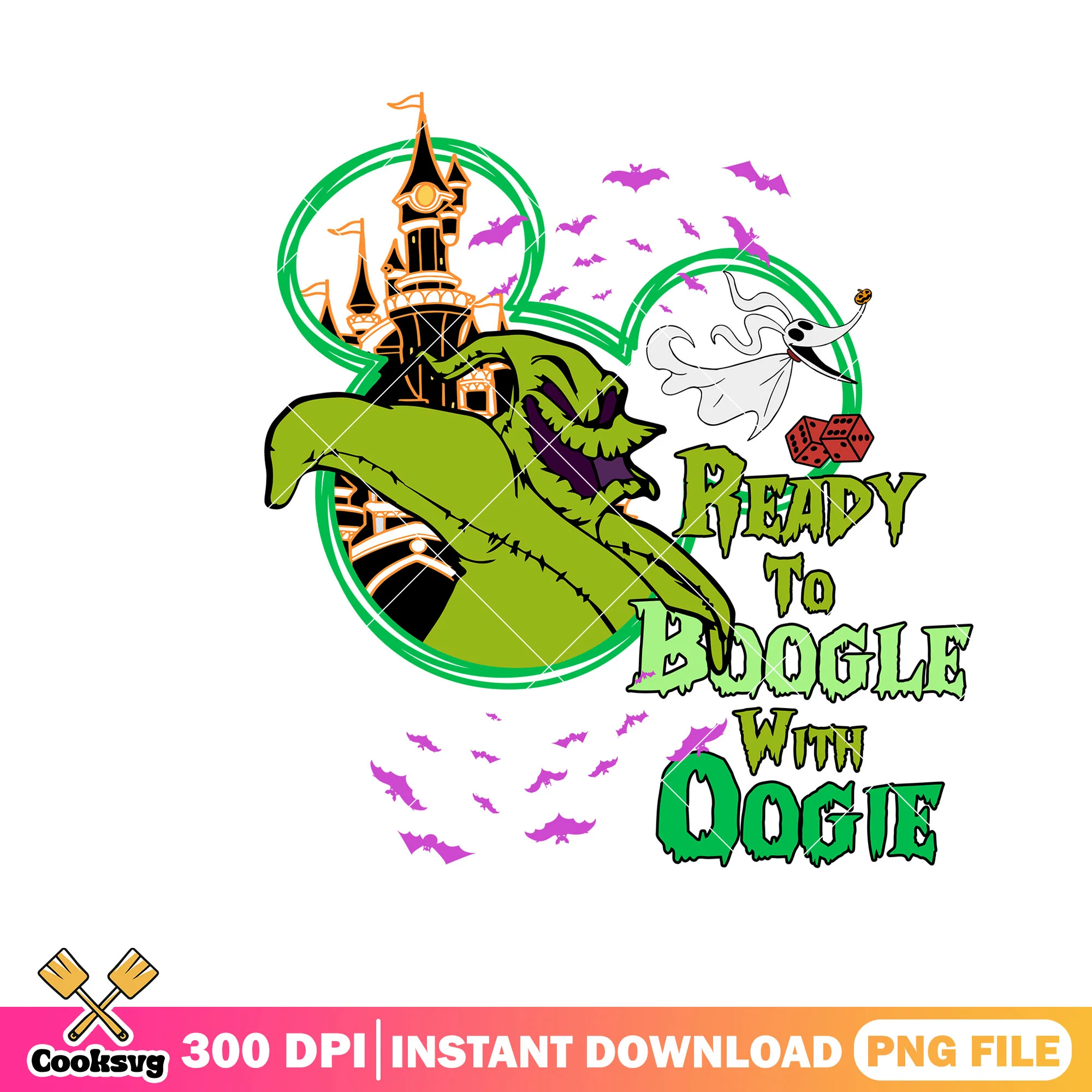Purple scary bats png, green monster png, scary halloween png