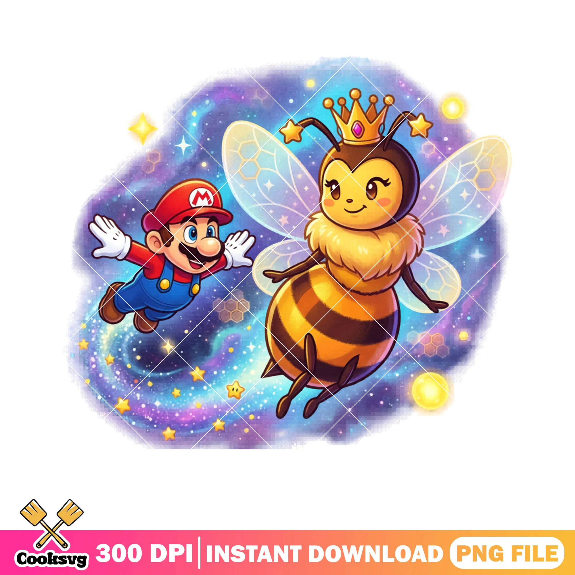 Queen bee love mario png, super mario galaxy png, galaxy vibes png