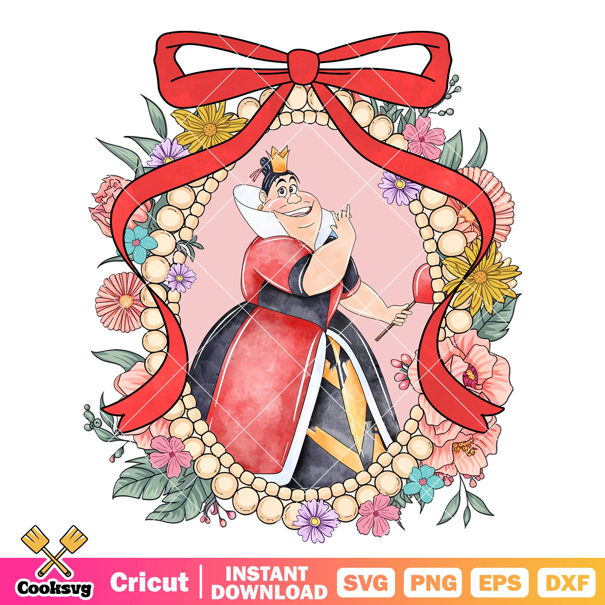 Queen of heart red bow tie mirror png, queen of heart png