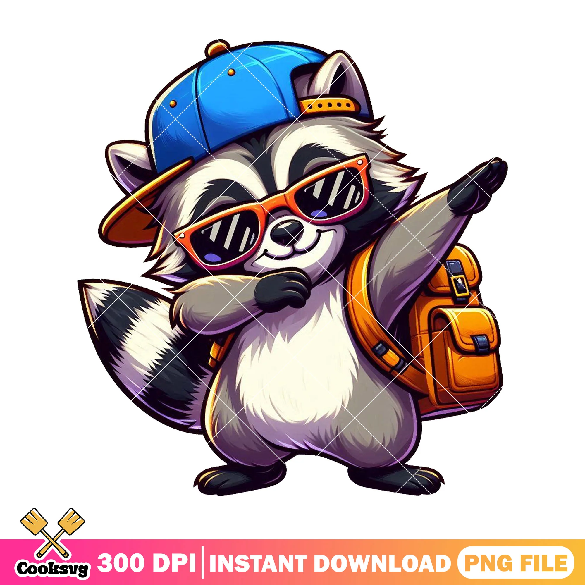 Raccoon chibi going school png, back to school png, animal cute png