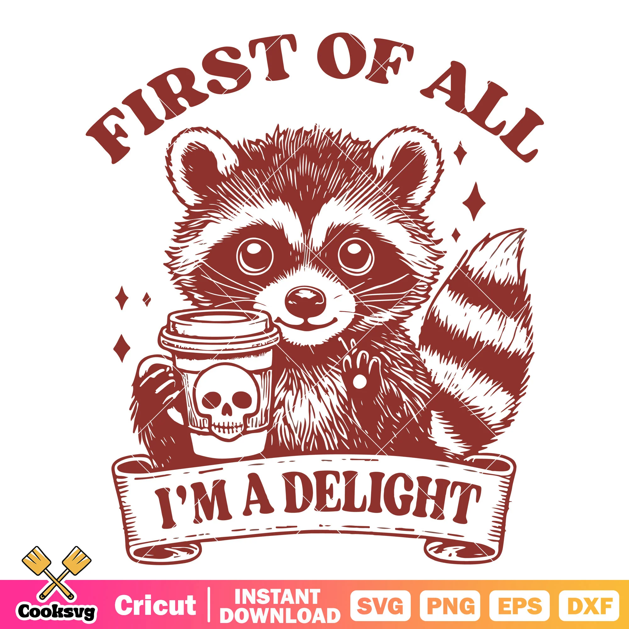 Raccoon Im a delight svg, raccoon quote svg, rocket raccoon svg