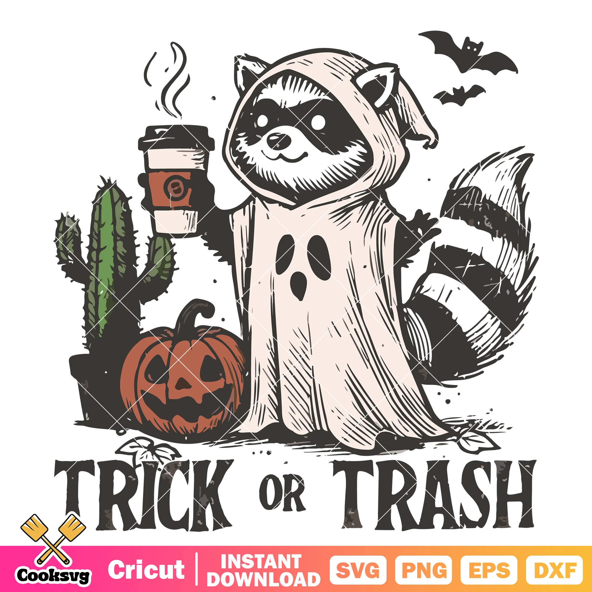 Raccoon trick or trash svg, rocket raccoon svg, trick or treat svg
