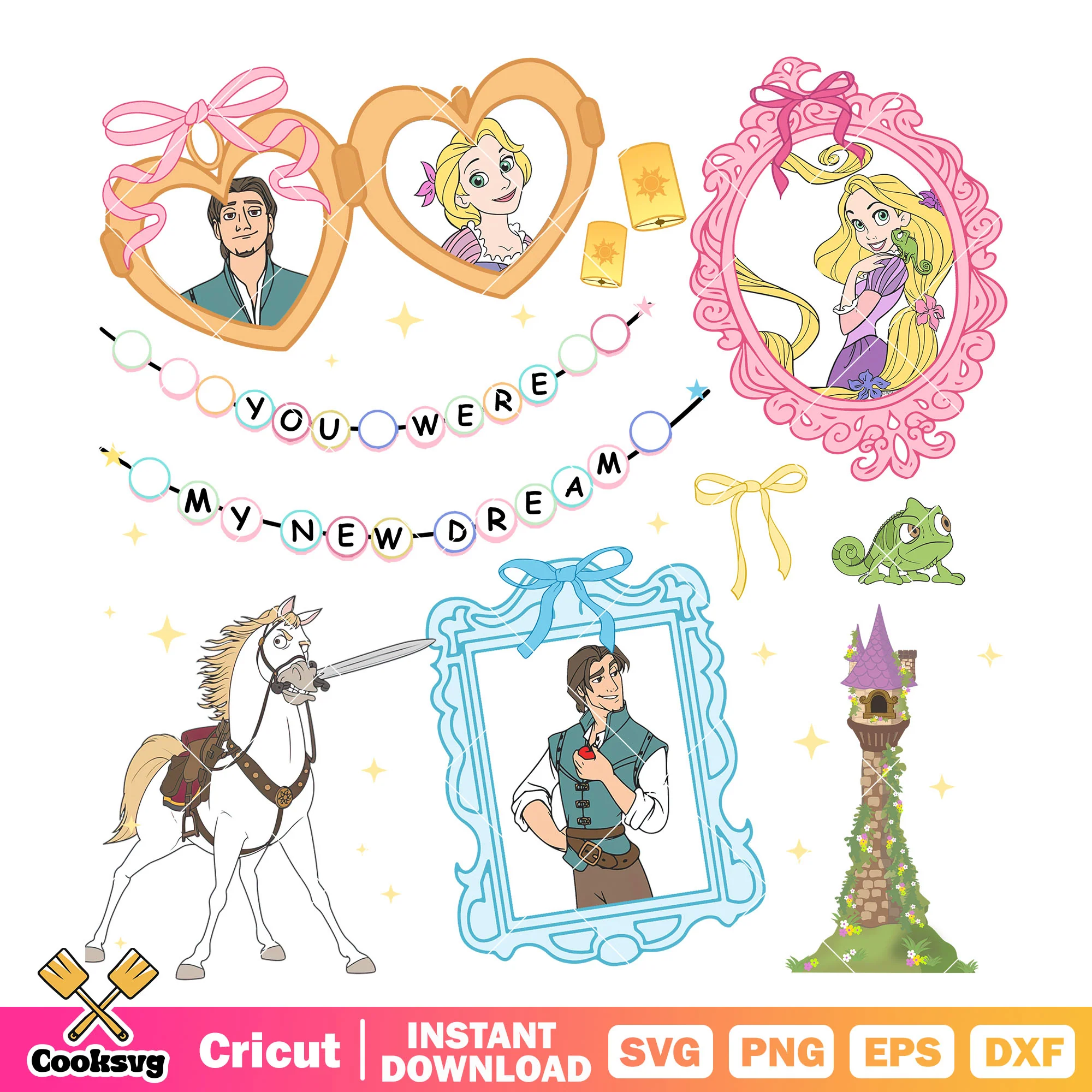 Rapunzel and prince love disney mirror png, Rapunzel and prince png