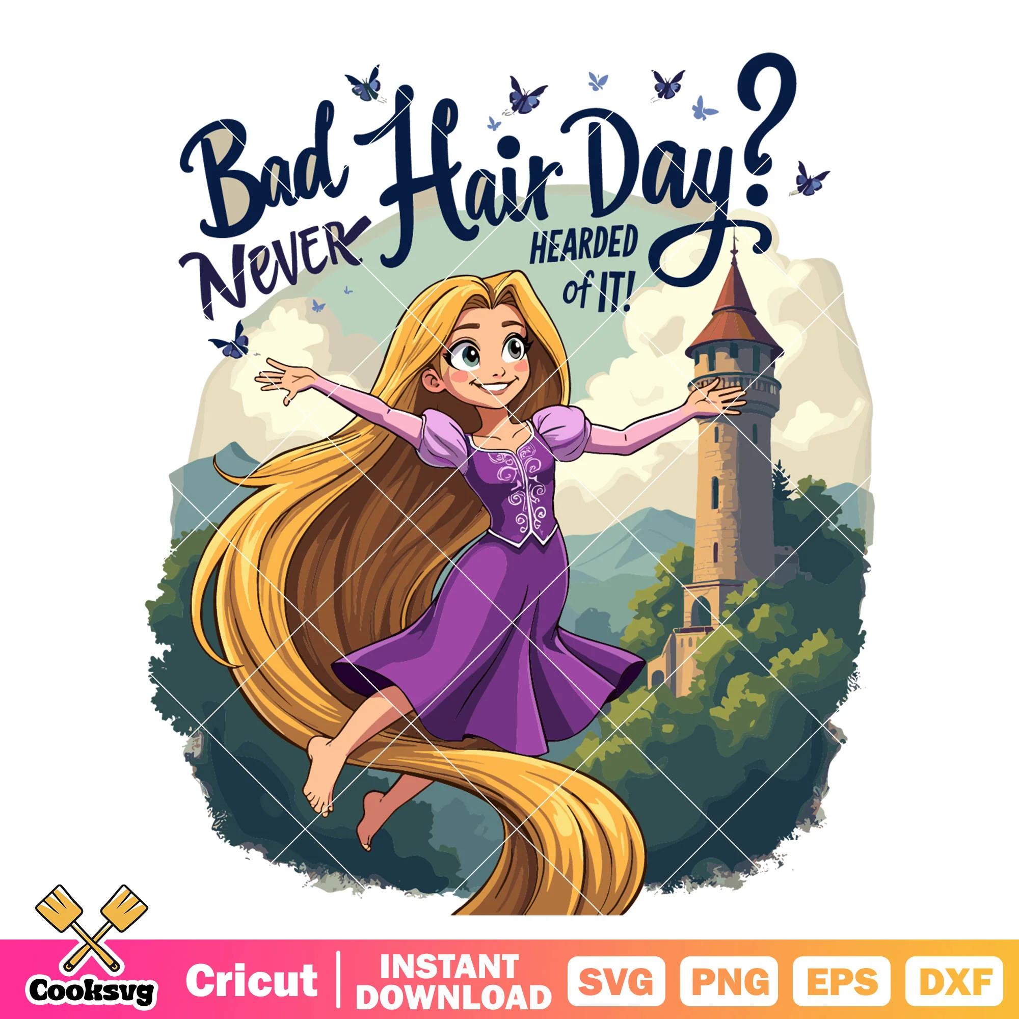 Rapunzel bad never hair day svg, princess rapunzel svg