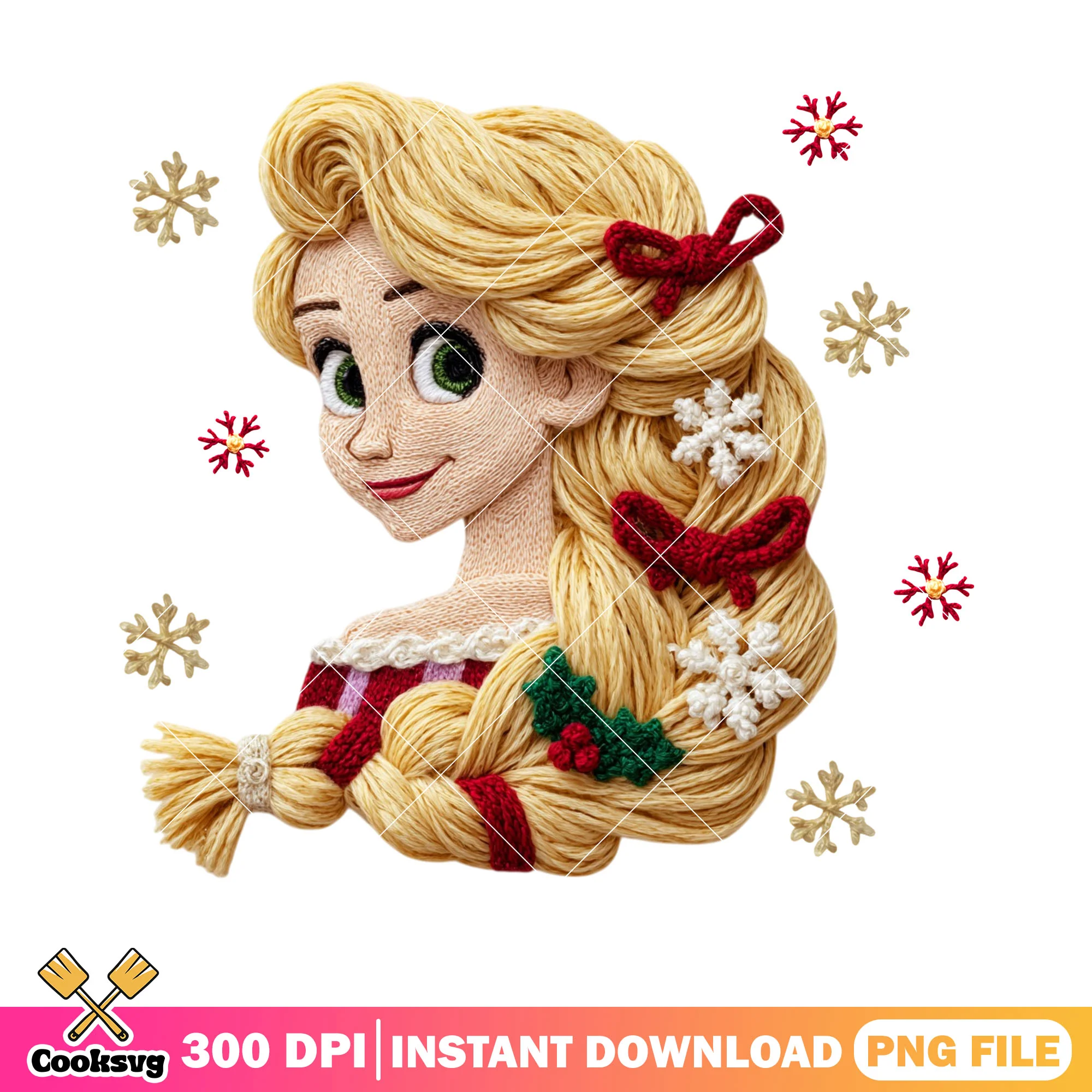 Rapunzel style christmas png, disney Christmas png, Tangled png