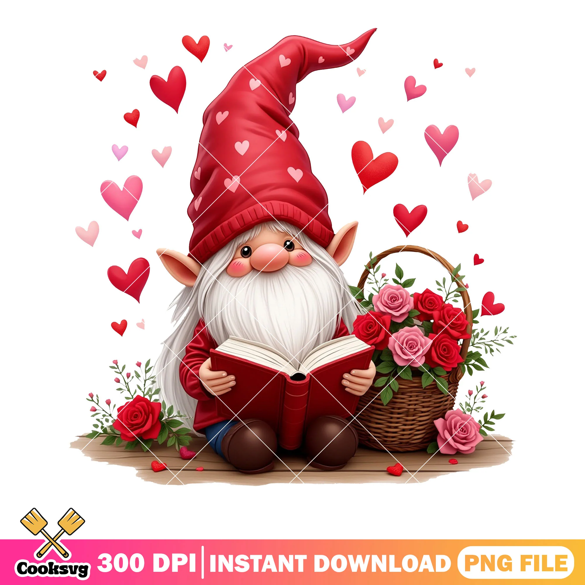 Read book gnome valentines png, valentines vibes png, valentines gifts png