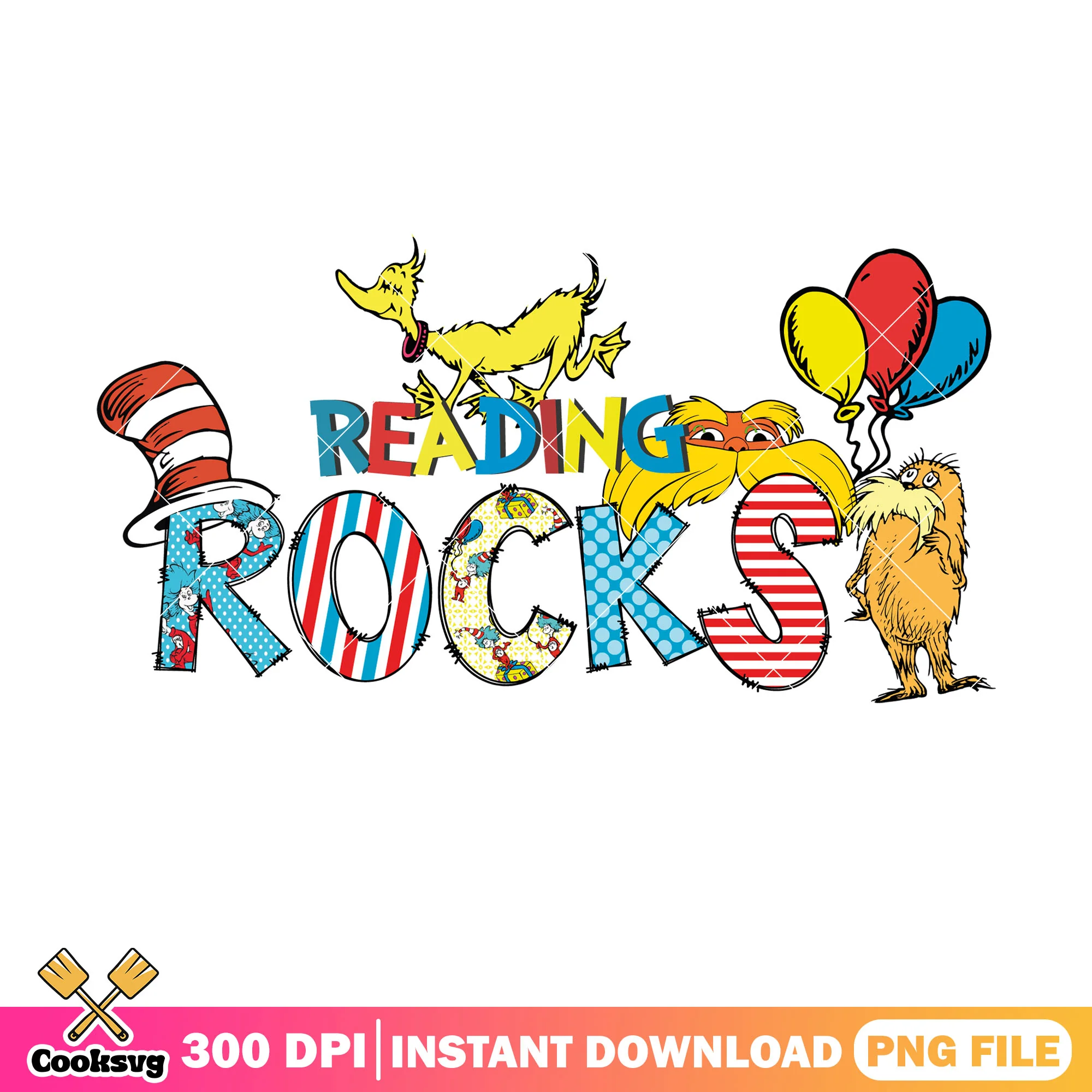 Reading rock with the lorax dr seuss png, dr seuss read png