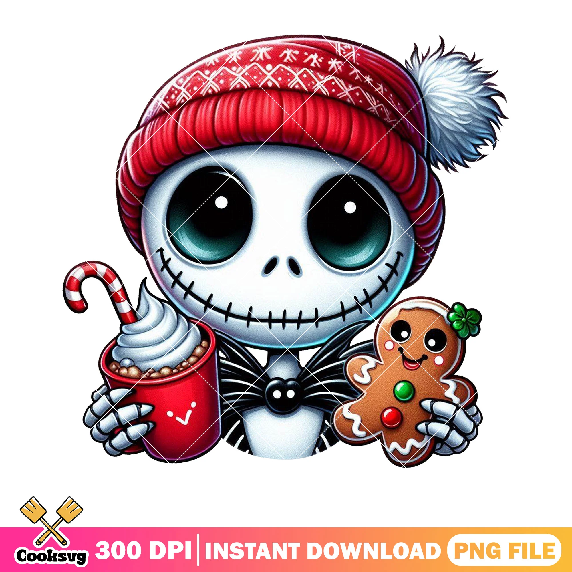 Red beani king pumpkin png, jack skelington png, merry christmas png