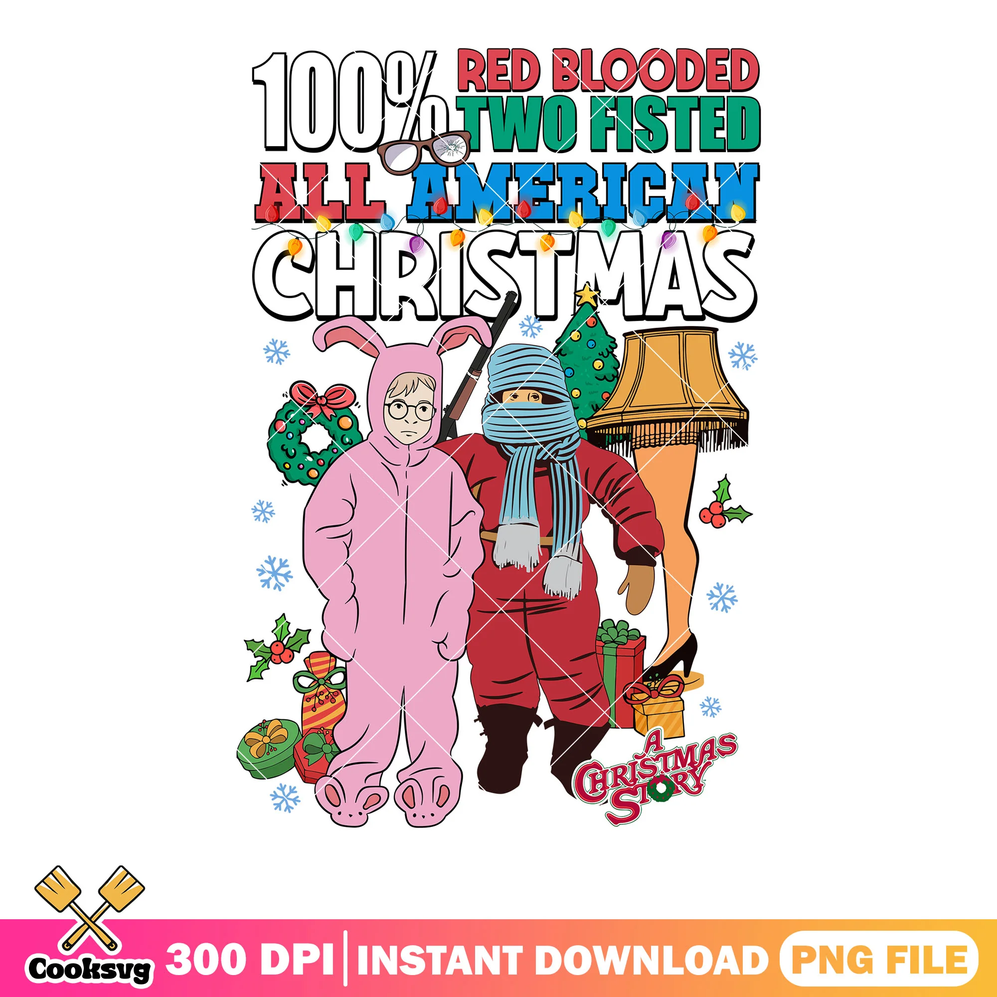 Red blooded two fisted png, a story christmas png, christmas tree png