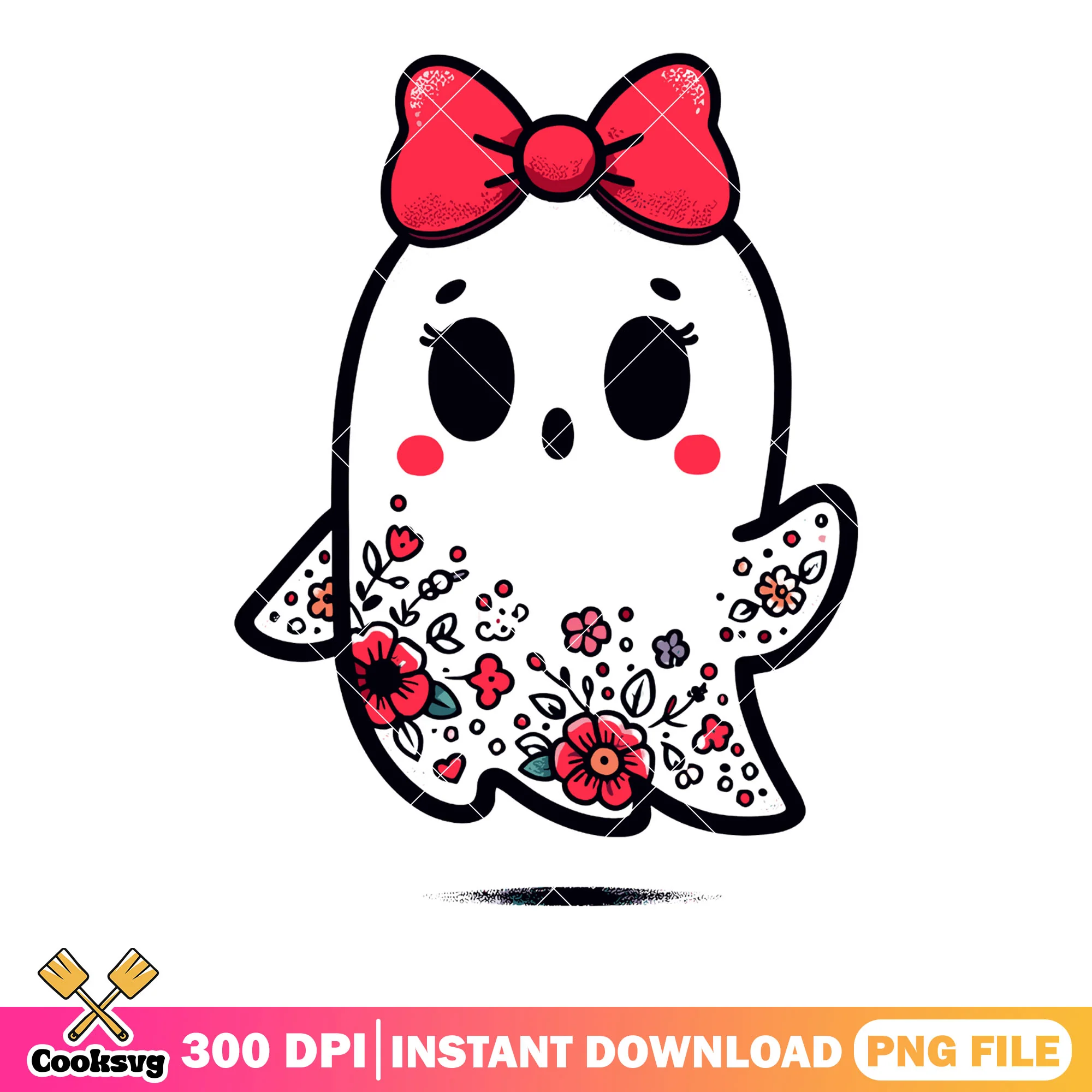 Red bow tie and flower png, ghost costume png, halloween scary png