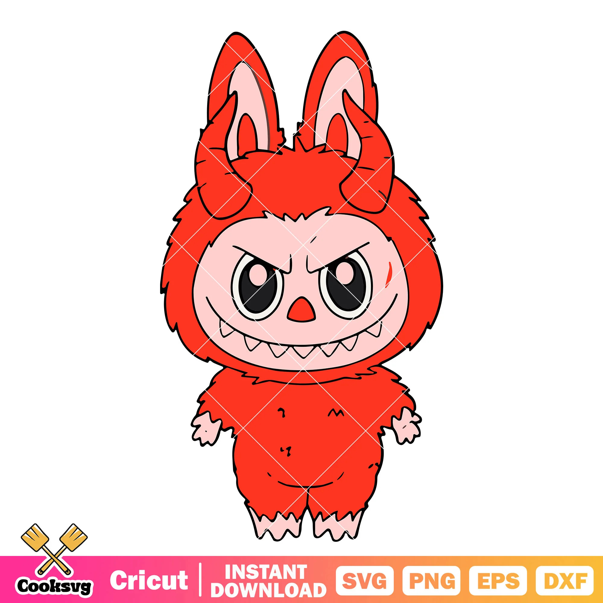 Red evil labubu svg design, labubu costume svg, halloween labubu svg