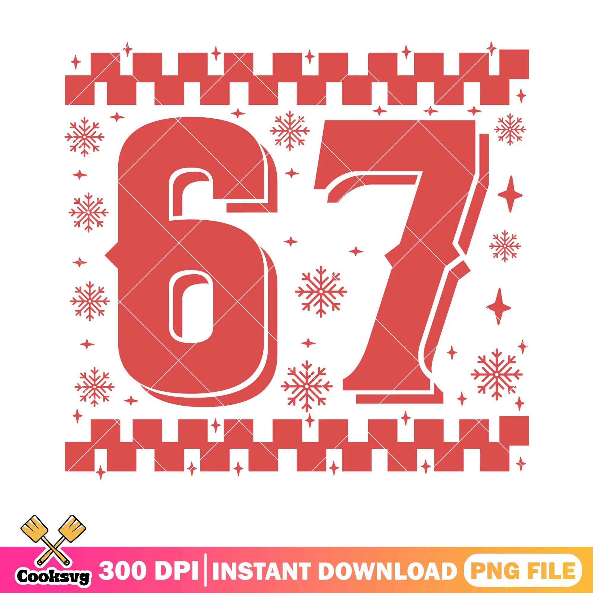 Red font 67 xmas trend png, christmas vibes png, six seven png